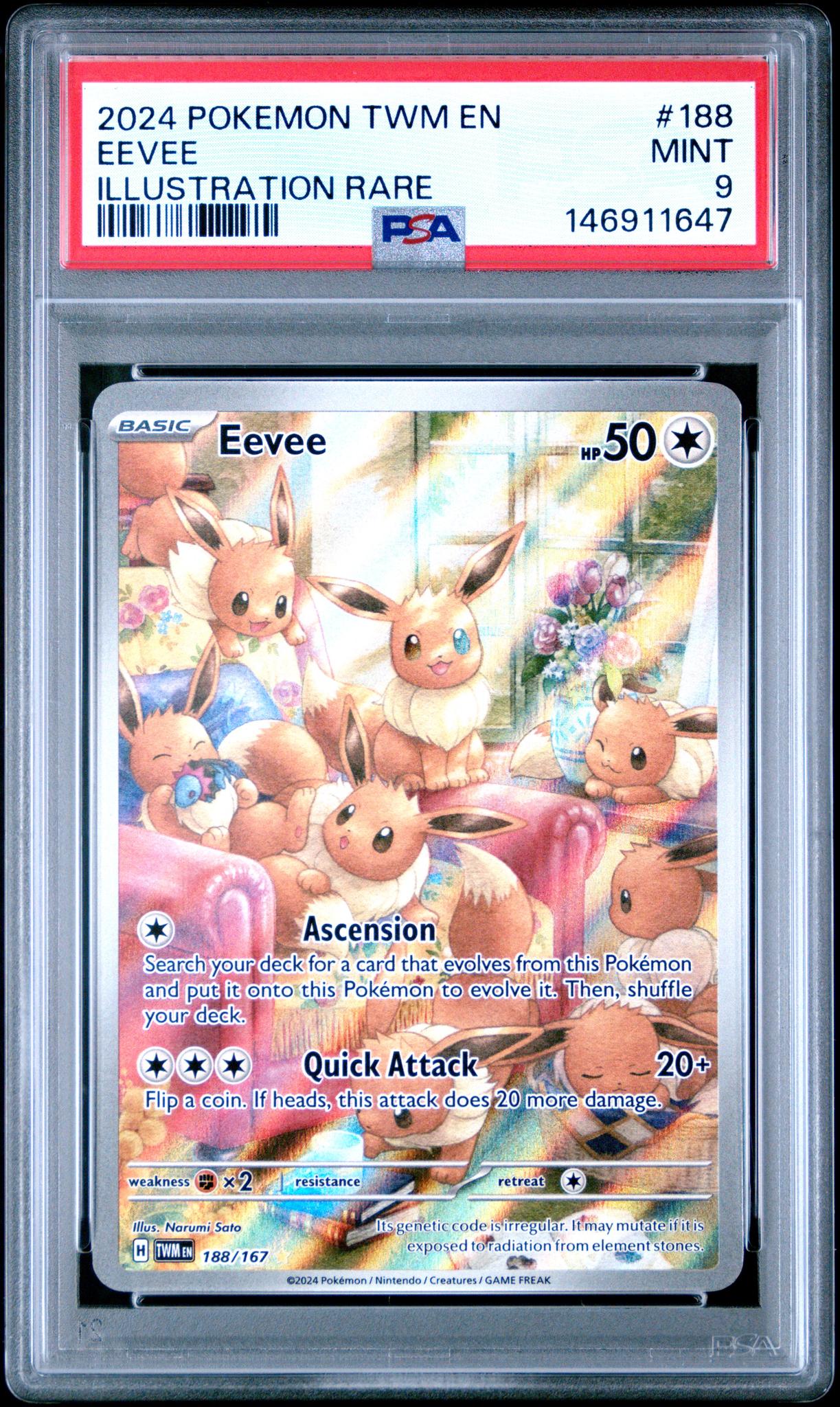 2024 Pokemon Scarlet and Violet Twilight Masquerade Illustration Rare Eevee #188 PSA 9