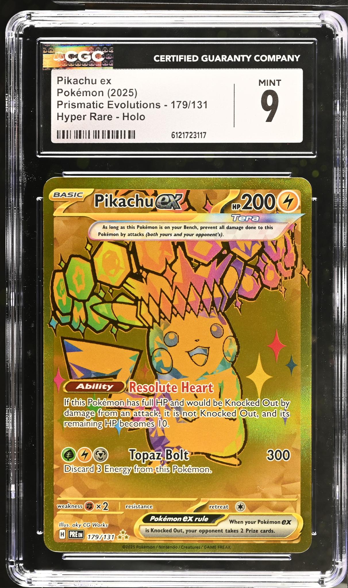 2025 Pokemon #179/131 Pikachu ex Prismatic Evolutions CGC 9