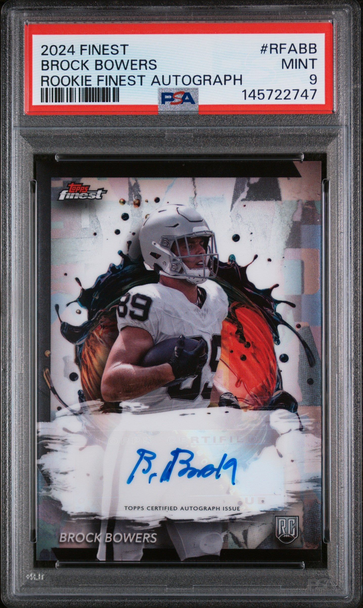 2024 Topps Finest Rookie Finest Autographs Brock Bowers #RFABB PSA 9
