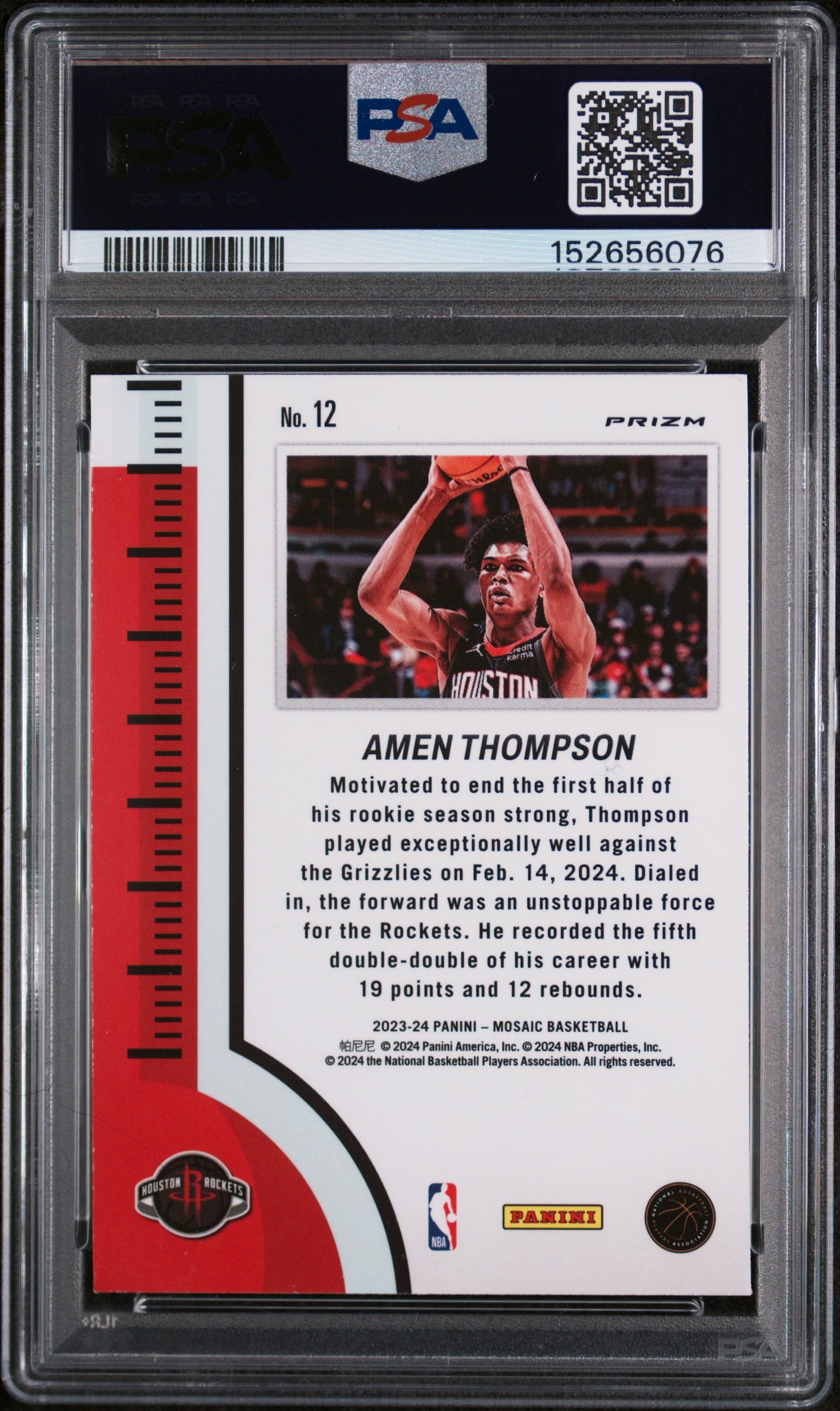 2023 Mosaic Heat Check Amen Thompson #12 PSA 9
