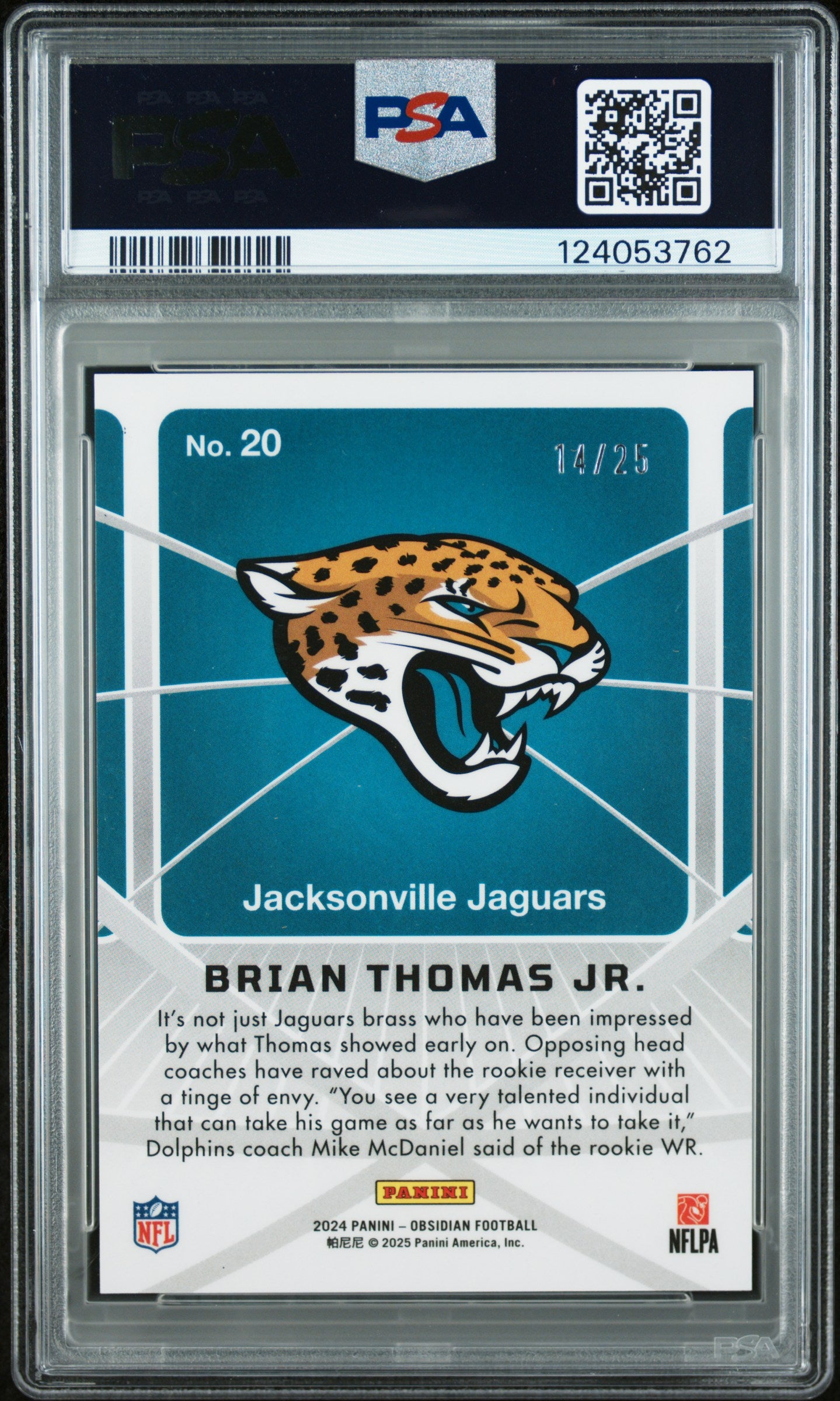 2024 Panini Obsidian Atomic Initials Blue Brian Thomas Jr. #20 /25 PSA 9