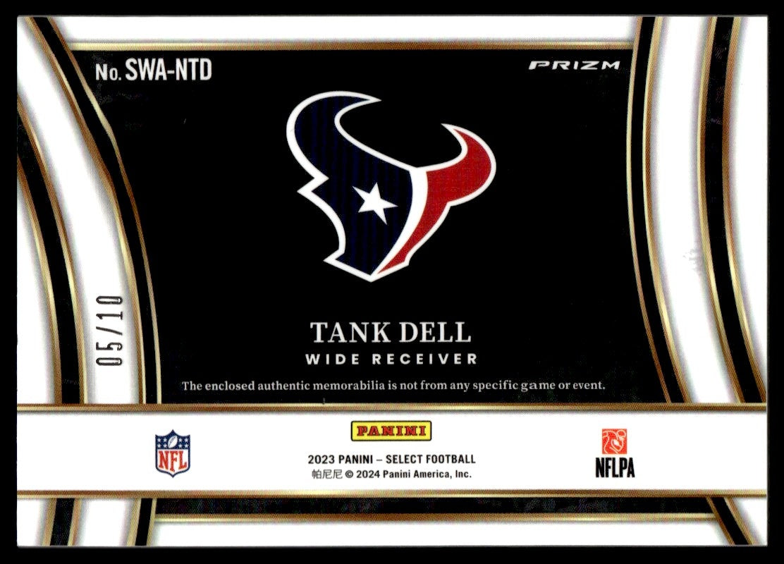 2023 Panini Select Swatches Gold Prizm Tank Dell #SWA-NTD RC Patch /10