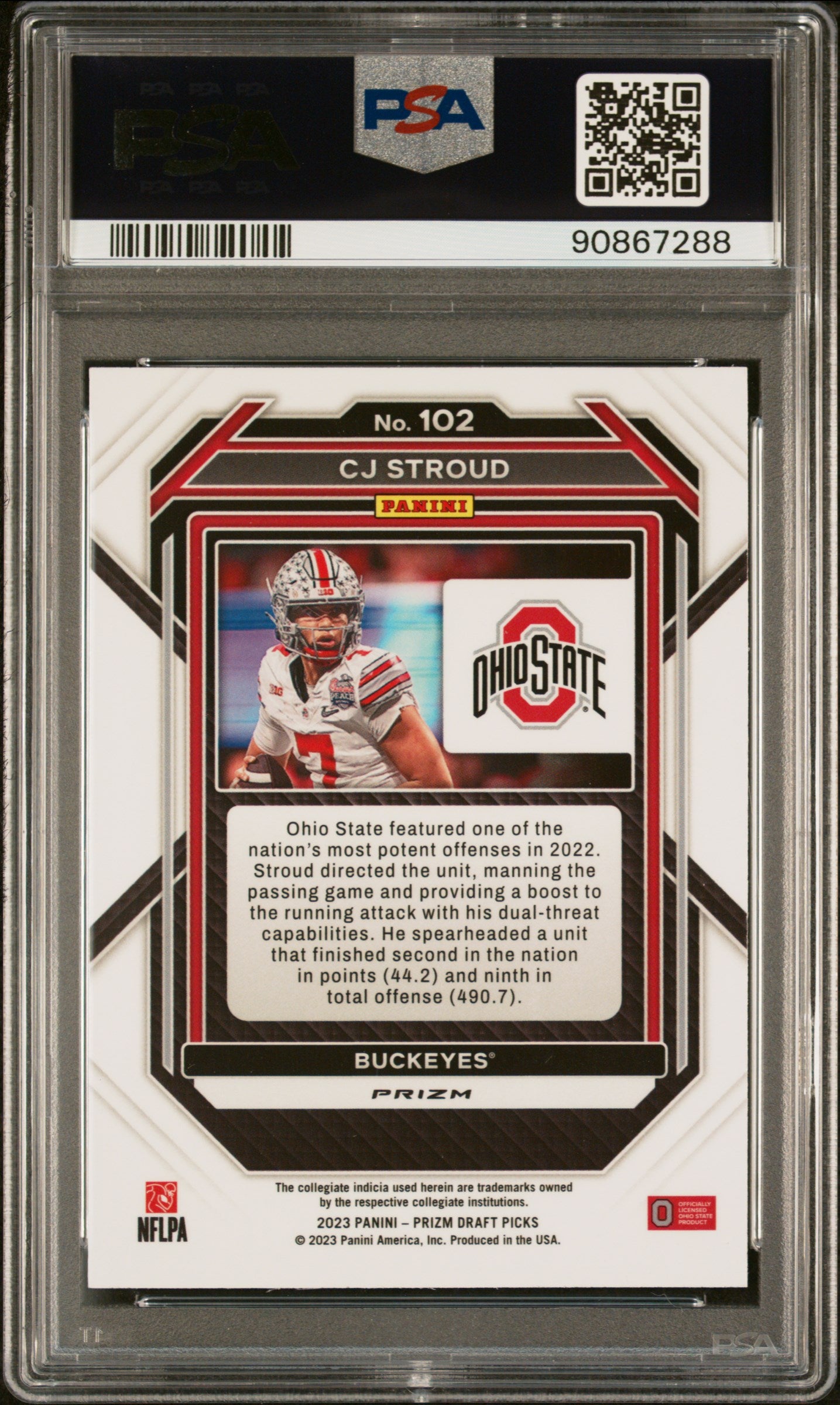 2023 Panini Prizm Draft Picks Silver Prizm CJ Stroud #102 PSA 10