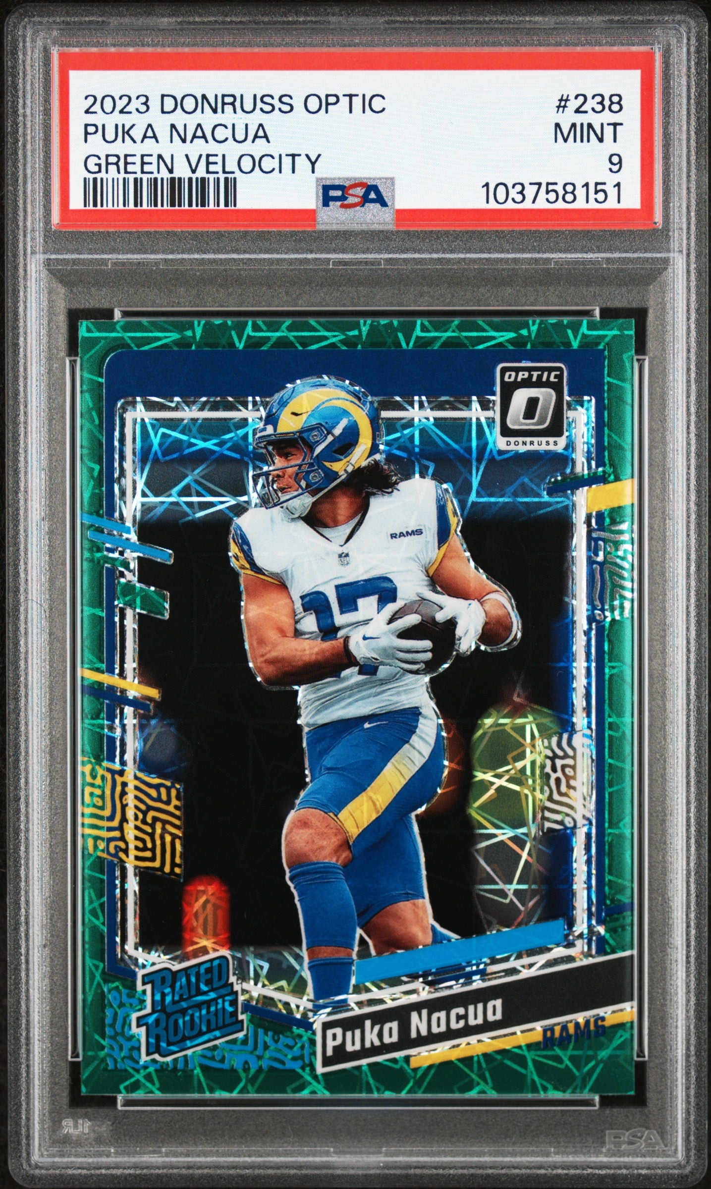 2023 Donruss Optic Green Velocity Puka Nacua #238 PSA 9