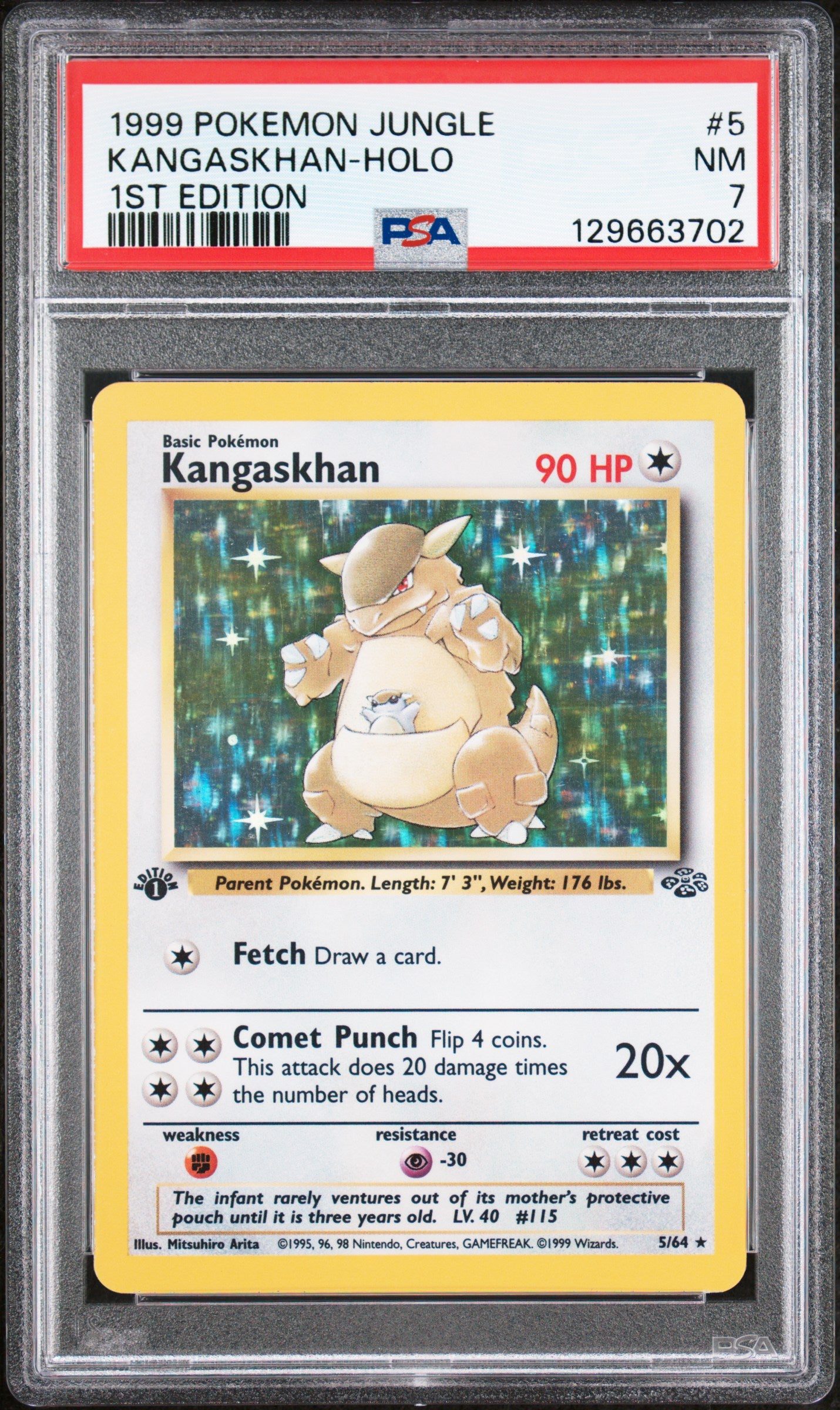 1999 Pokemon Jungle 1st Edition Holo Kangaskhan #5 PSA 7