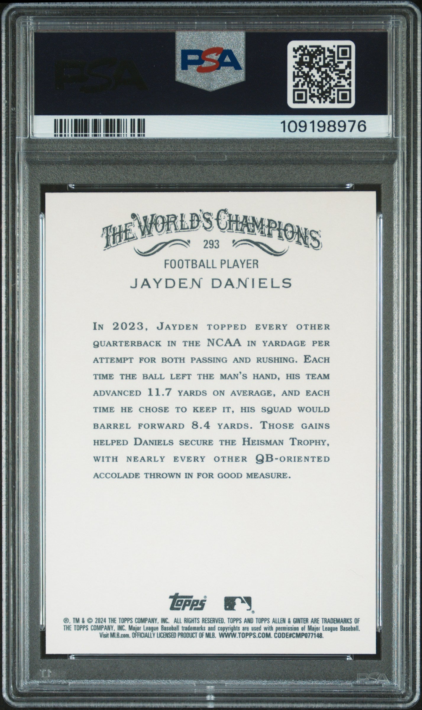 2024 Topps Allen and Ginter Jayden Daniels #293 PSA 10