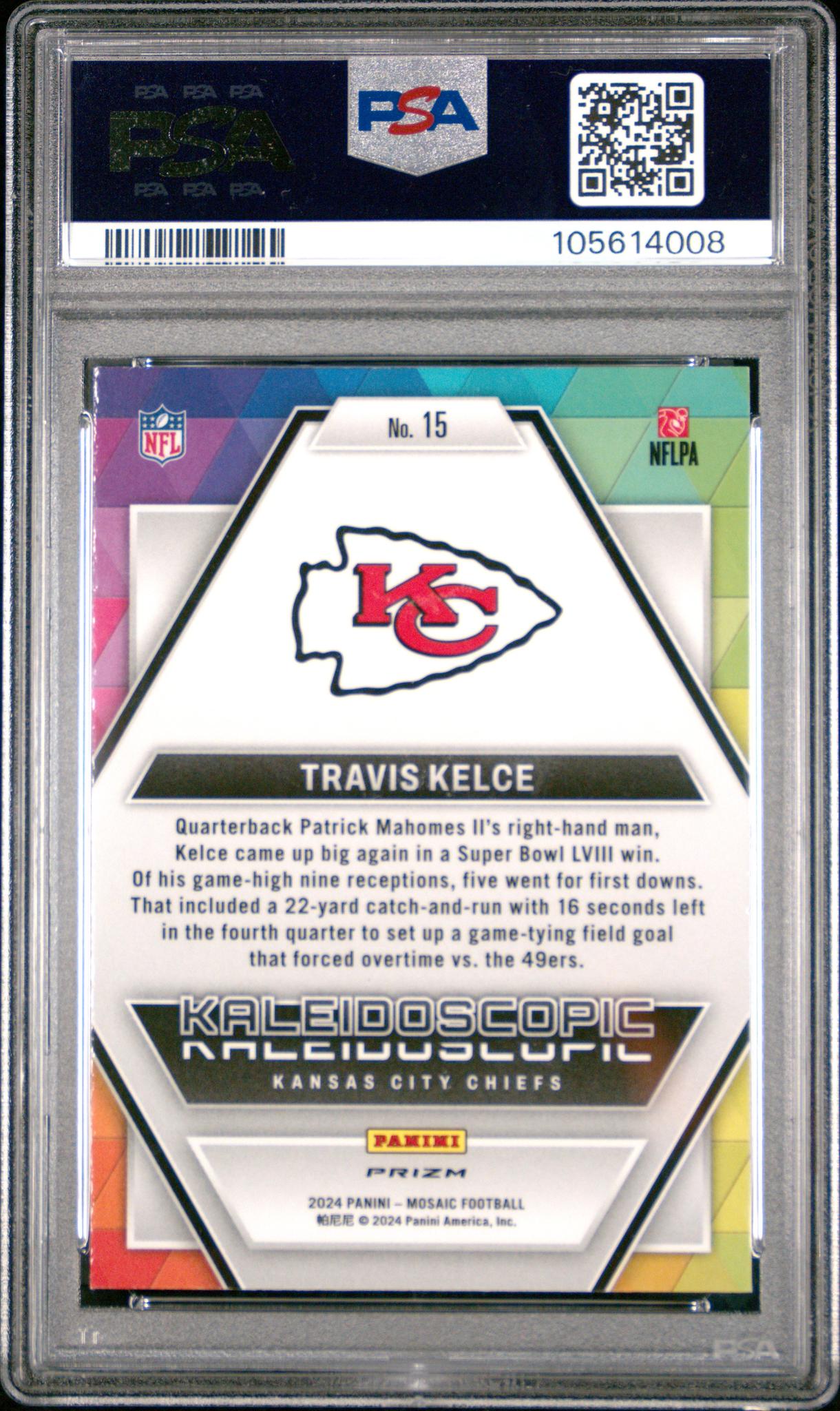 2024 Mosaic Kaleidoscopic Travis Kelce #15 PSA 10