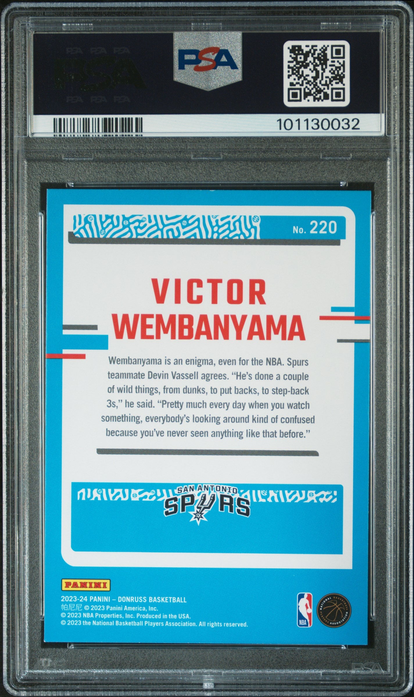 2023 Panini Donruss Rated Rookie Victor Wembanyama #220 PSA 9