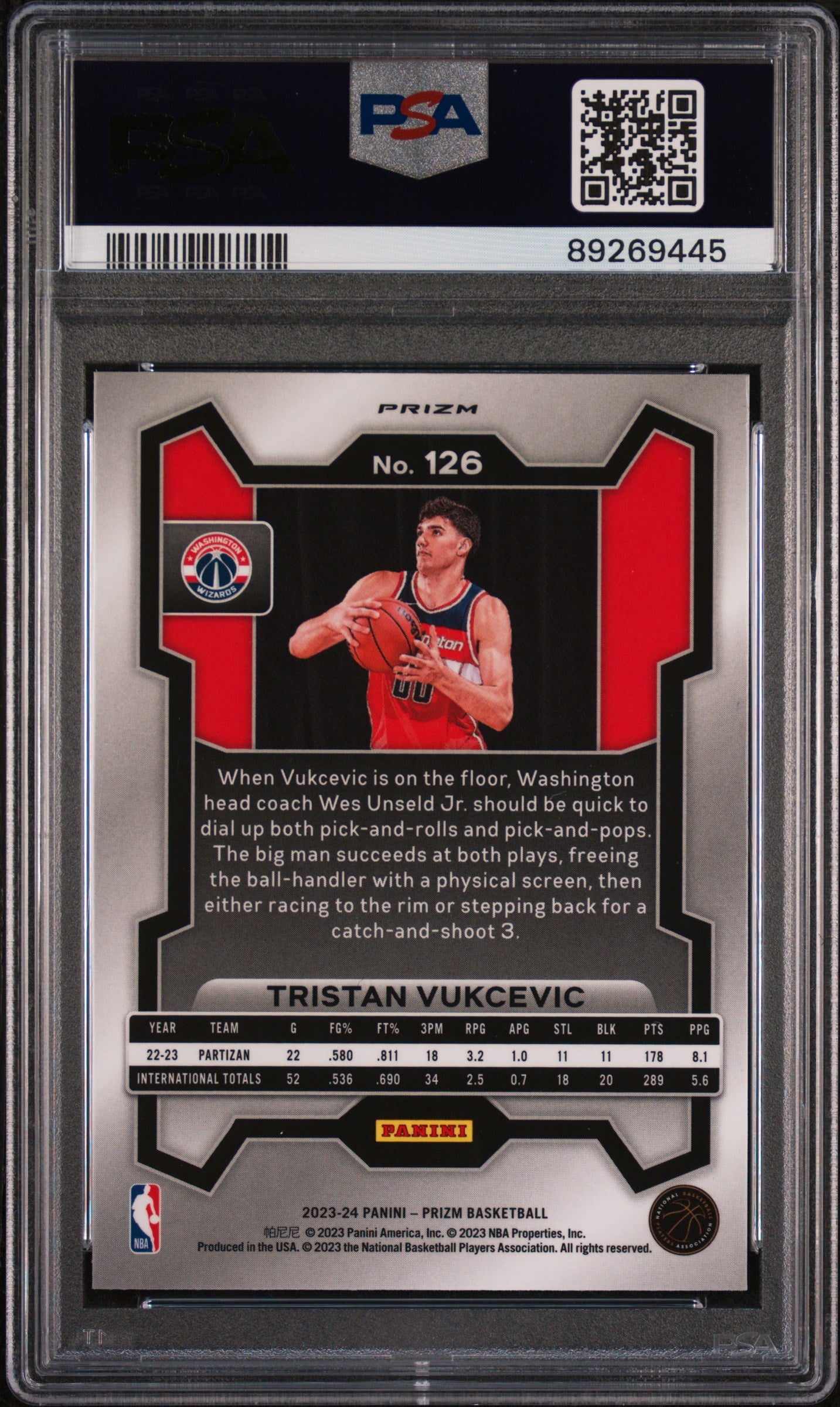 2023 Panini Prizm Hyper Prizm Tristan Vukcevic #126 PSA 10