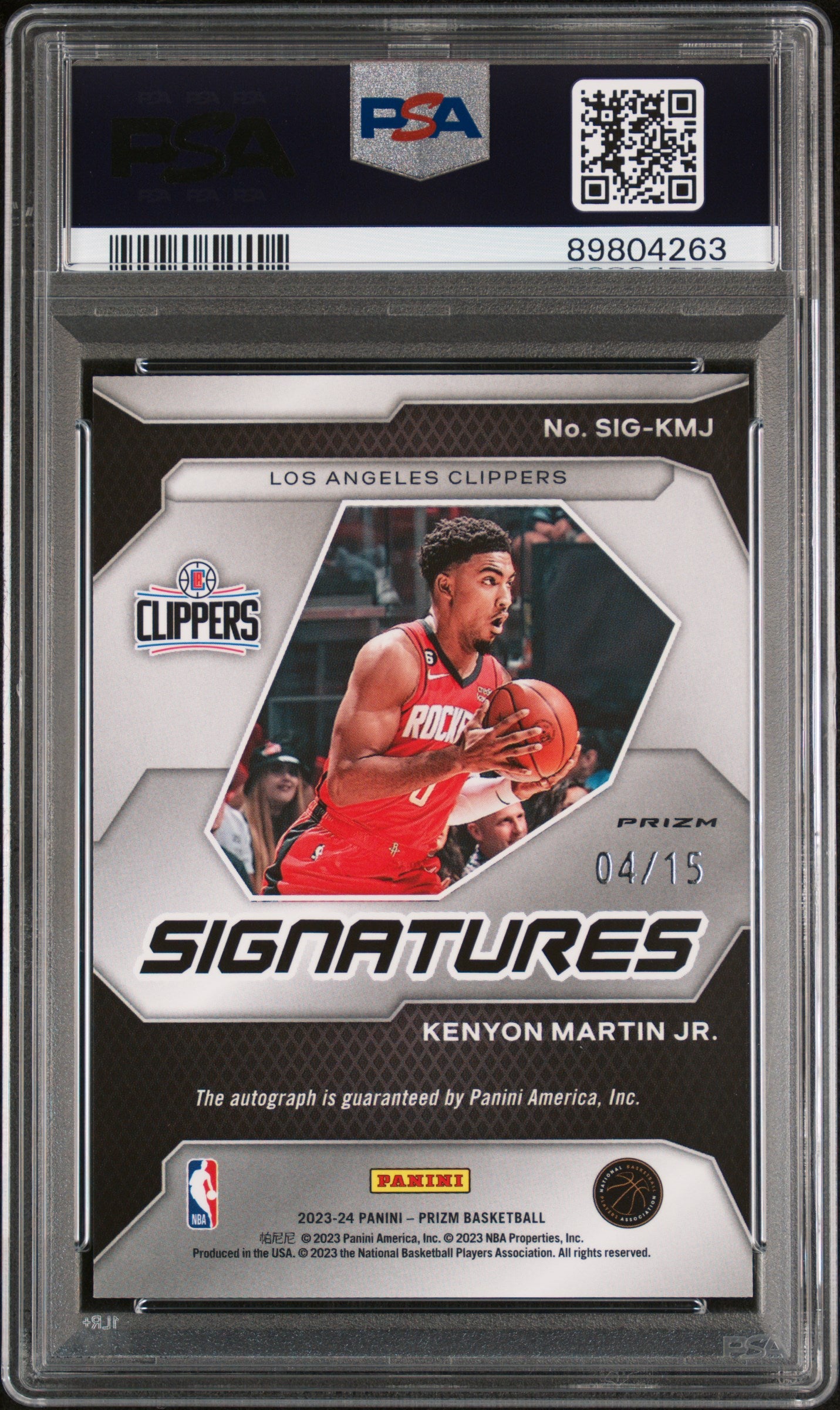 2023 Panini Prizm Signatures Snakeskin Prizm Kenyon Martin Jr. #SIGKMJ /15 PSA 10