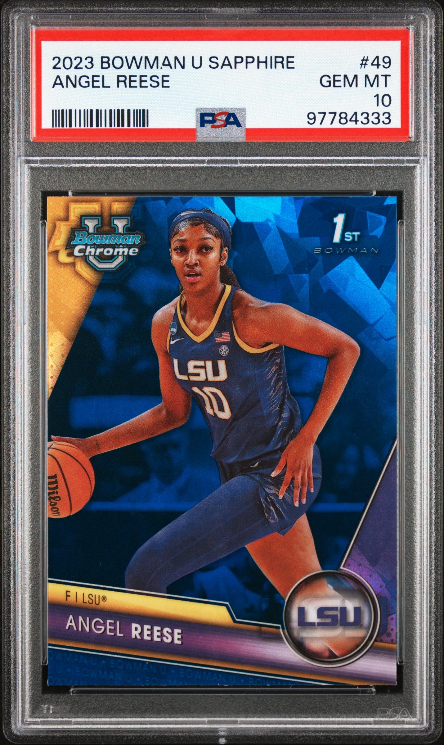 2023 Bowman University Chrome Sapphire Angel Reese #49 PSA 10