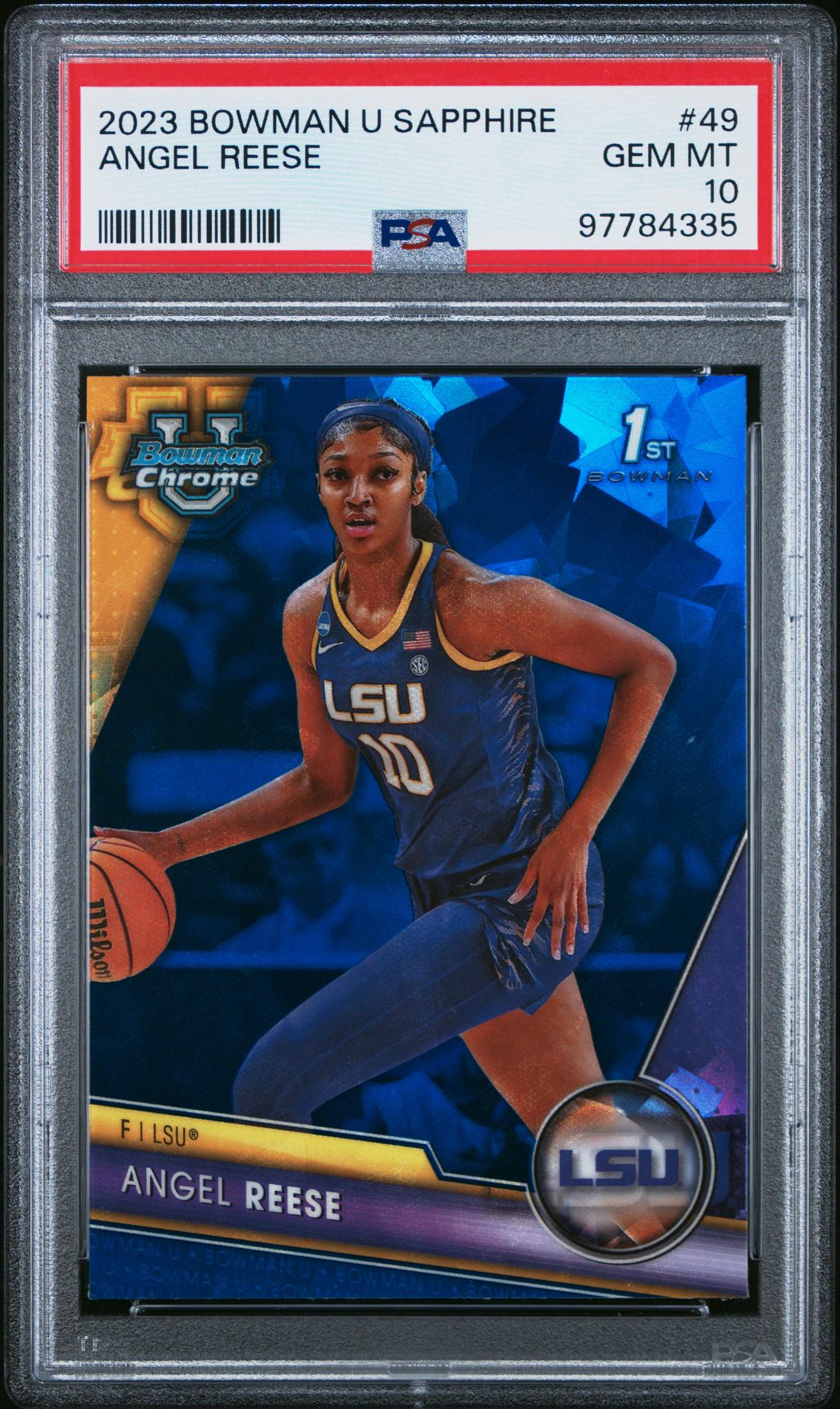 2023 Bowman University Chrome Sapphire Angel Reese #49 PSA 10