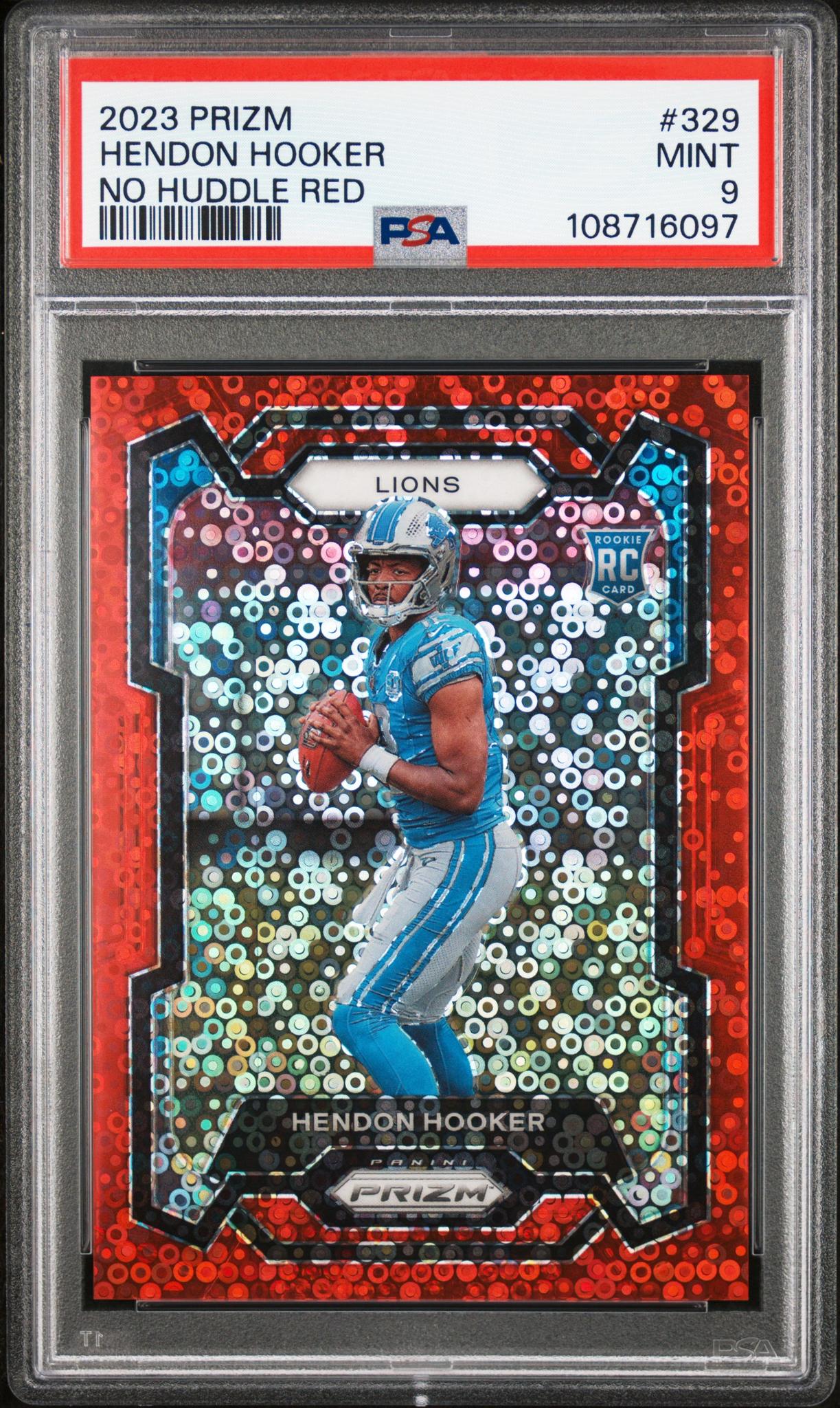 2023 Panini Prizm No Huddle Red Hendon Hooker #329 /70 PSA 9