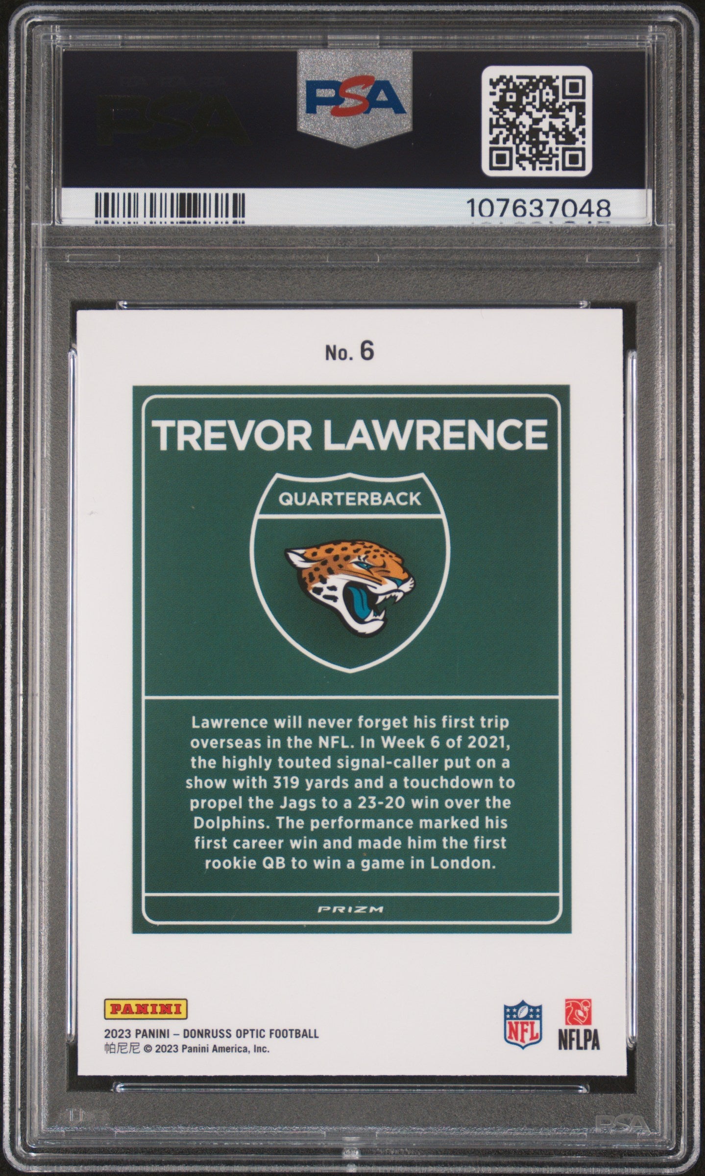 2023 Donruss Optic International Downtown Trevor Lawrence #6 PSA 10