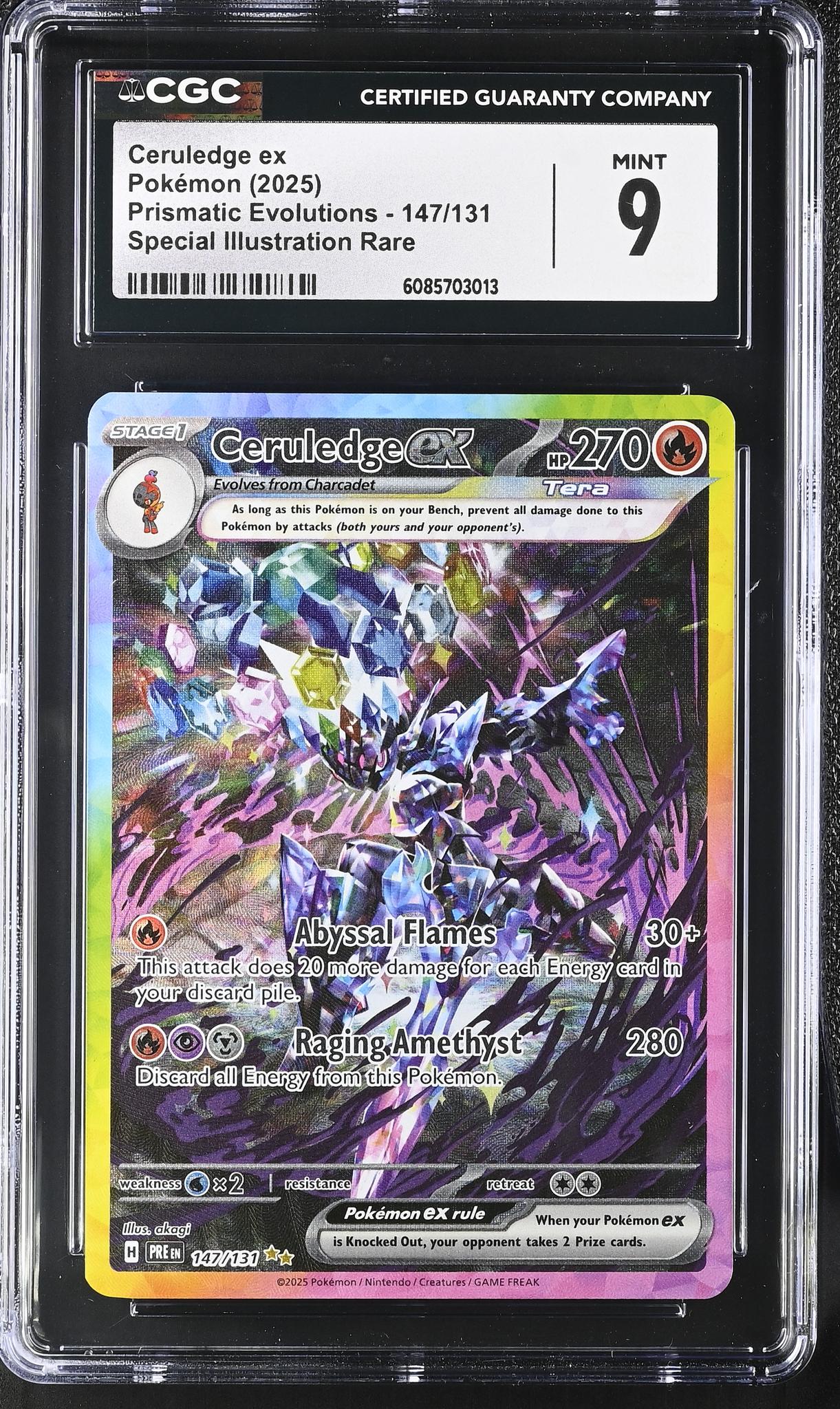 2025 Pokemon #147/131 Ceruledge Prismatic Evolutions CGC 9