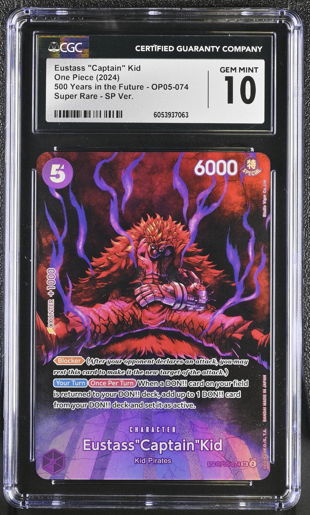 2024 One Piece #OP05-074 Eustass 'Captain' Kid 500 Years in the Future CGC 10