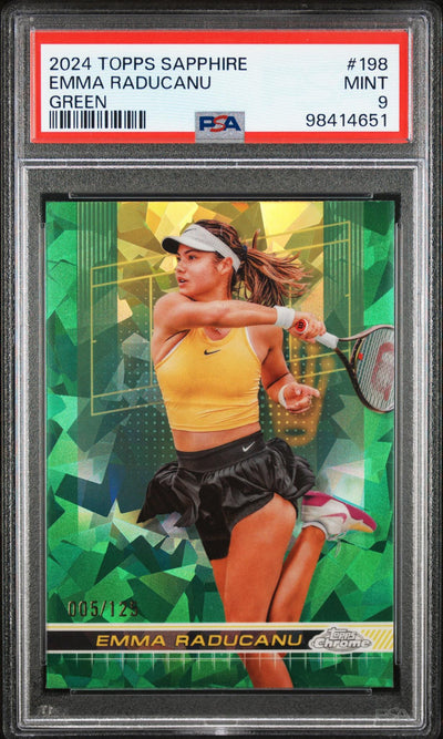 2024 Topps Chrome Sapphire Emma Raducanu #198 Green /125 PSA 9