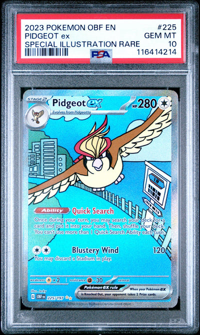 2023 Pokemon Scarlet and Violet Obsidian Flames Special Illustration Rare Pidgeot Ex #225 PSA 10