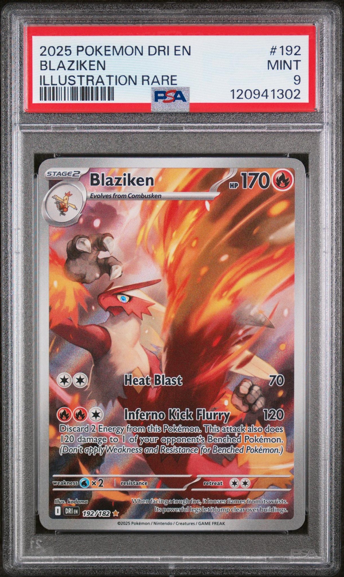 2025 Pokemon Destined Rivals Illustration Rare Blaziken #192 PSA 9