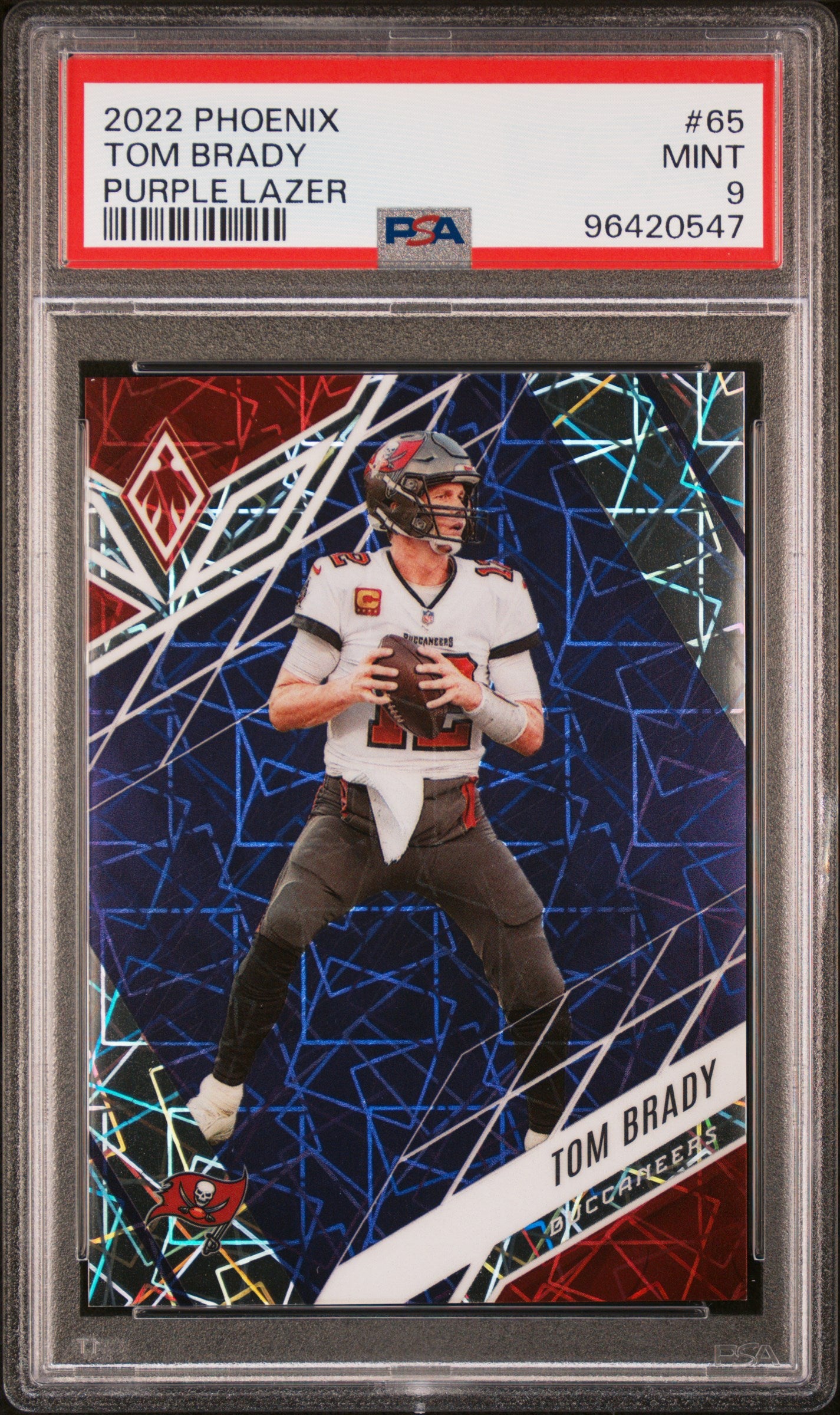 2022 Panini Phoenix Purple Lazer Tom Brady #65 /99 PSA 9