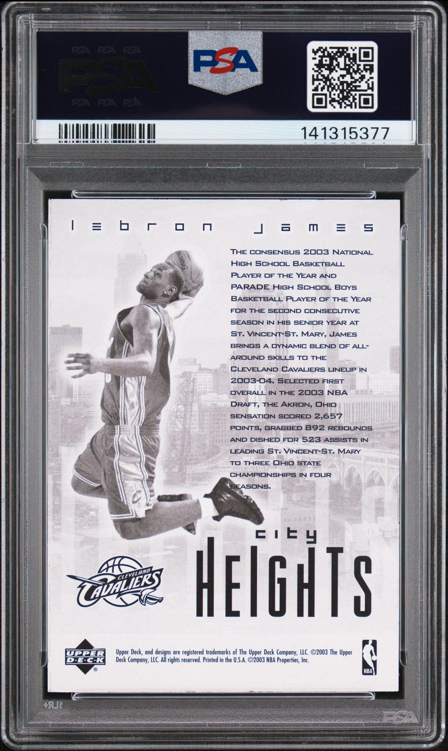 2003 Upper Deck City Heights Redemption Special LeBron James PSA 8