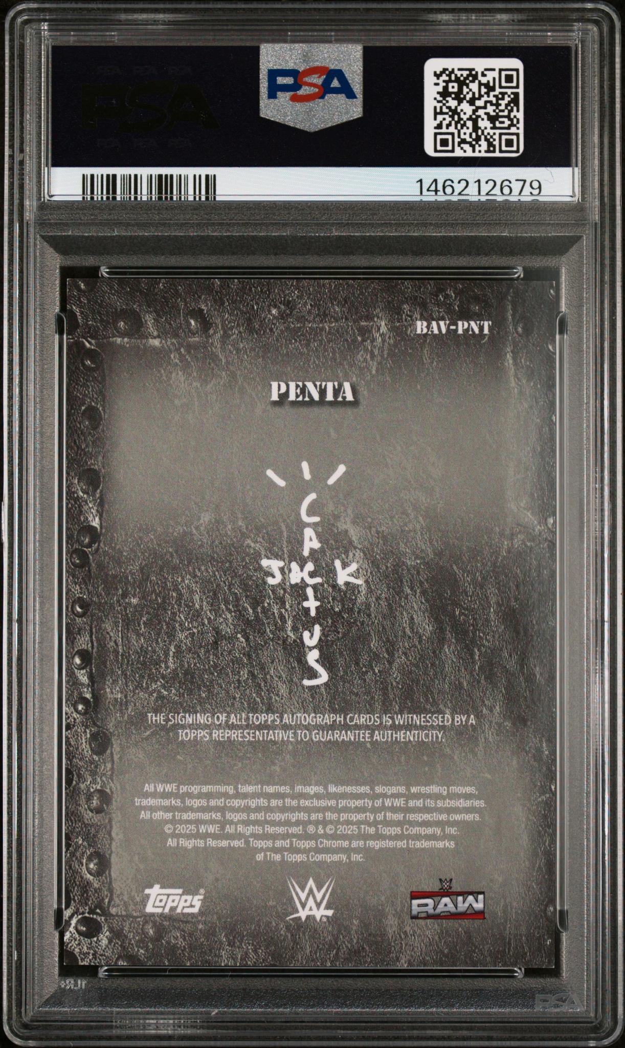 2025 Topps Chrome WWE X Cactus Jack Autographs Penta #PNT PSA 10