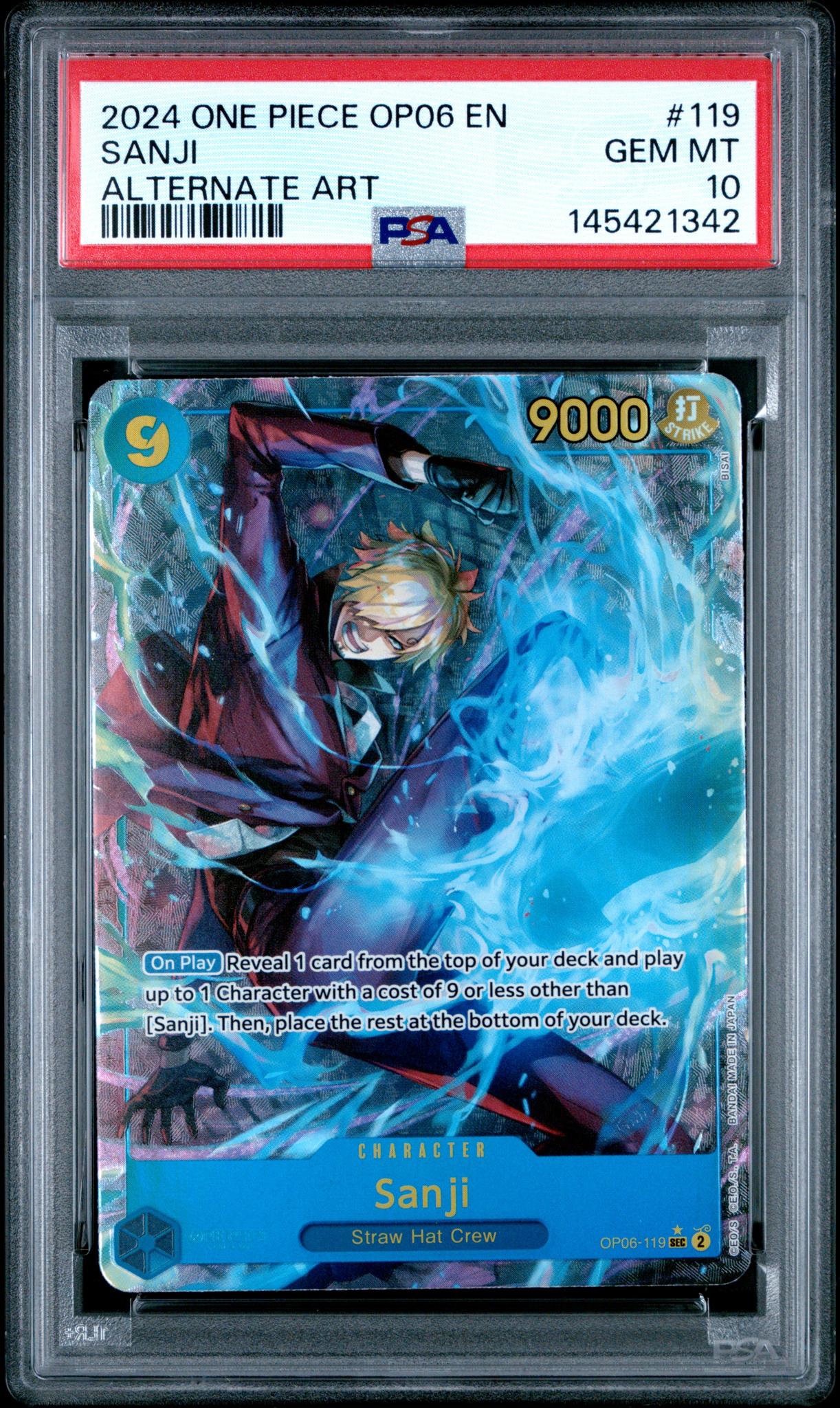 2024 One Piece Wings of the Captain Alternate Art Secret Sanji #OP06119 PSA 10
