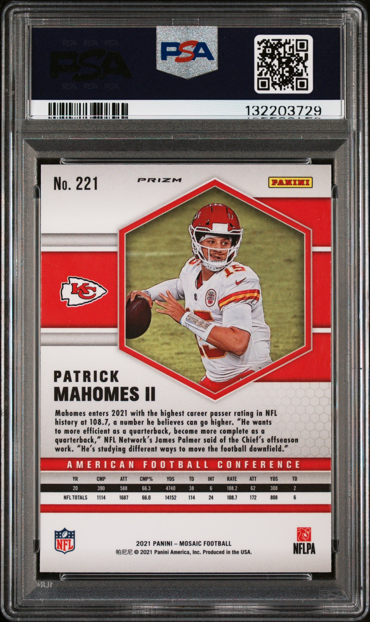 2021 Panini Mosaic Reactive Orange Mosaic Patrick Mahomes II #221 PSA 10
