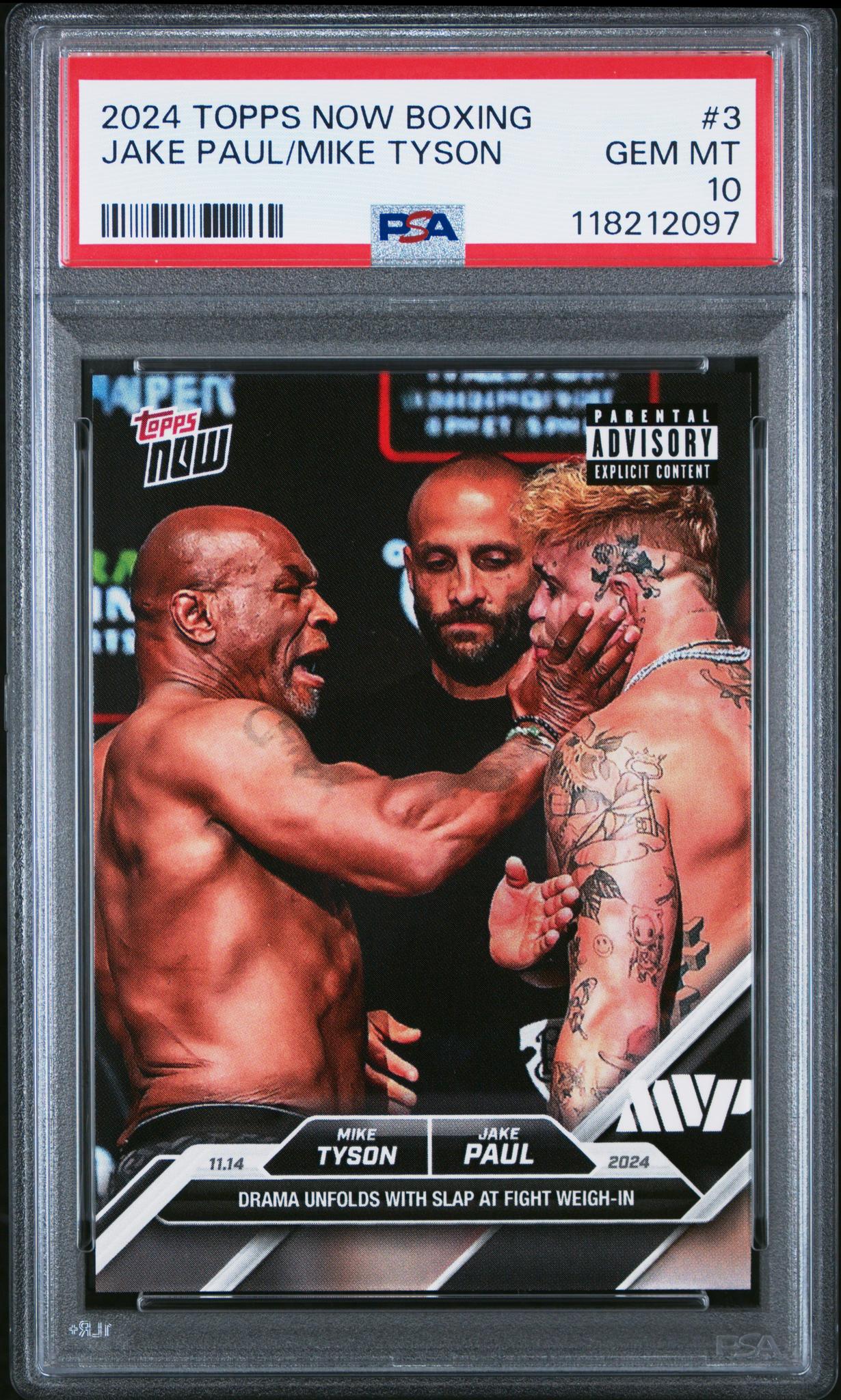 2024 Topps Now Boxing Mike Tyson/Jake Paul #3 PSA 10
