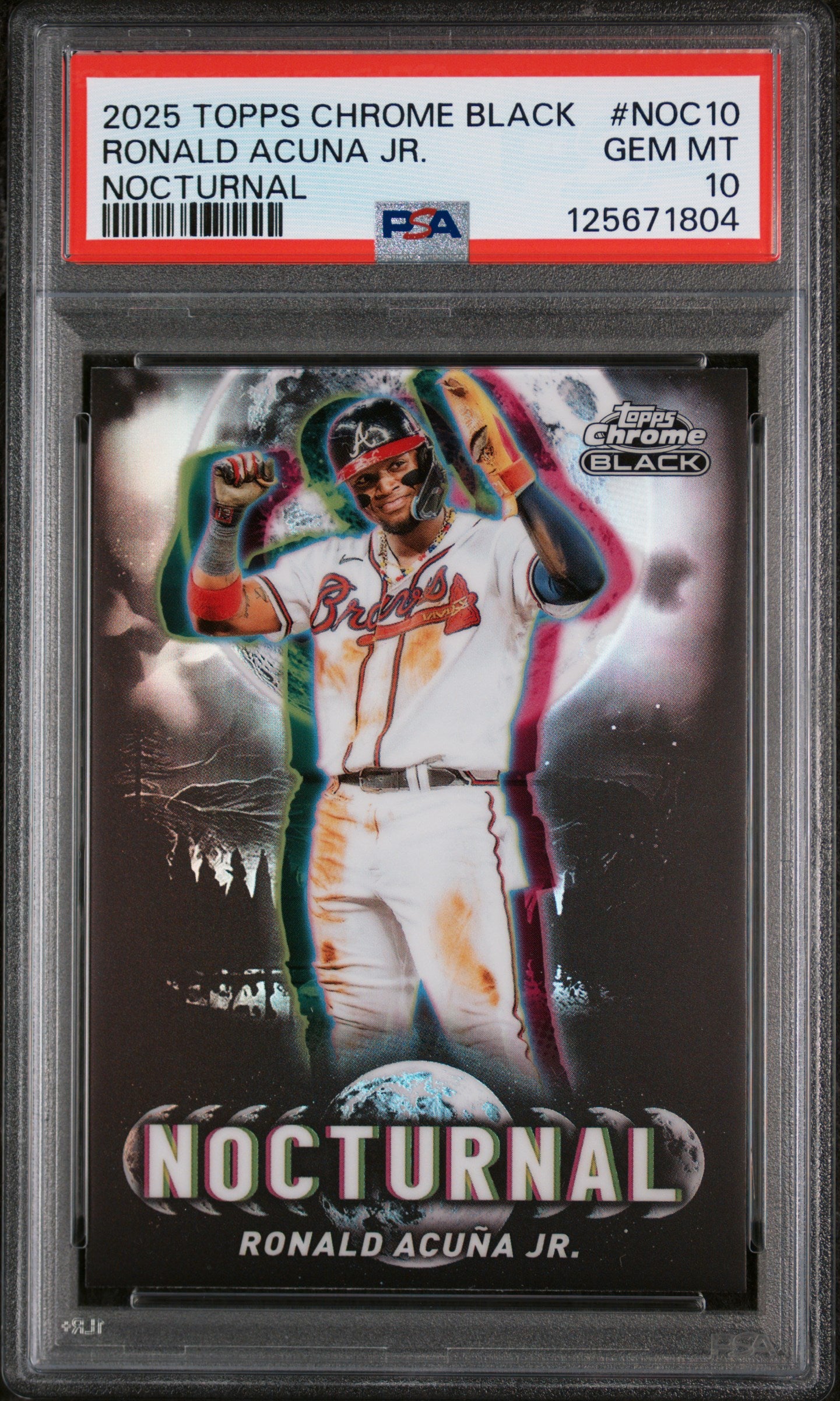 2025 Topps Chrome Black Nocturnal Ronald Acuna Jr. #NOC10 PSA 10