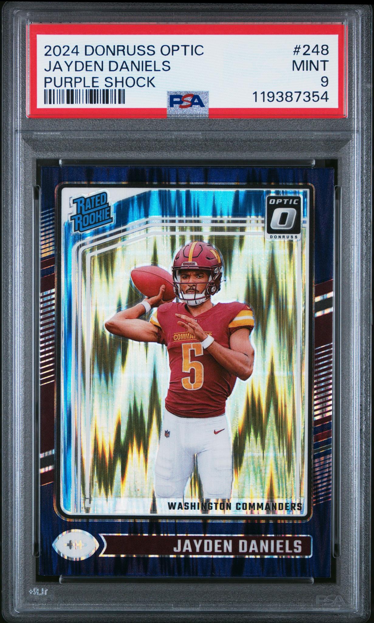 2024 Donruss Optic Rated Rookie Purple Shock Jayden Daniels #248 PSA 9