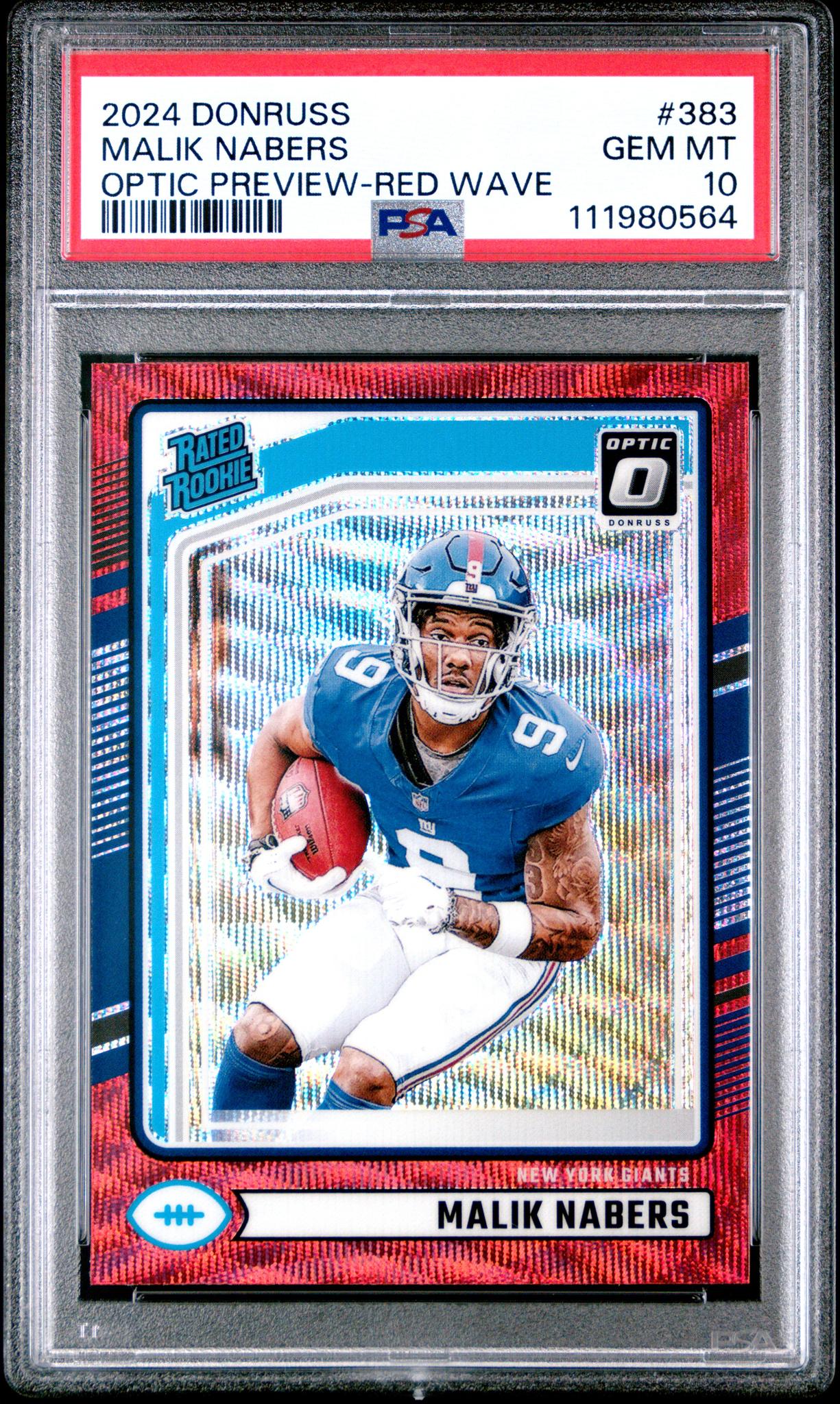 2024 Panini Donruss Optic Preview Red Wave Malik Nabers #383 PSA 10
