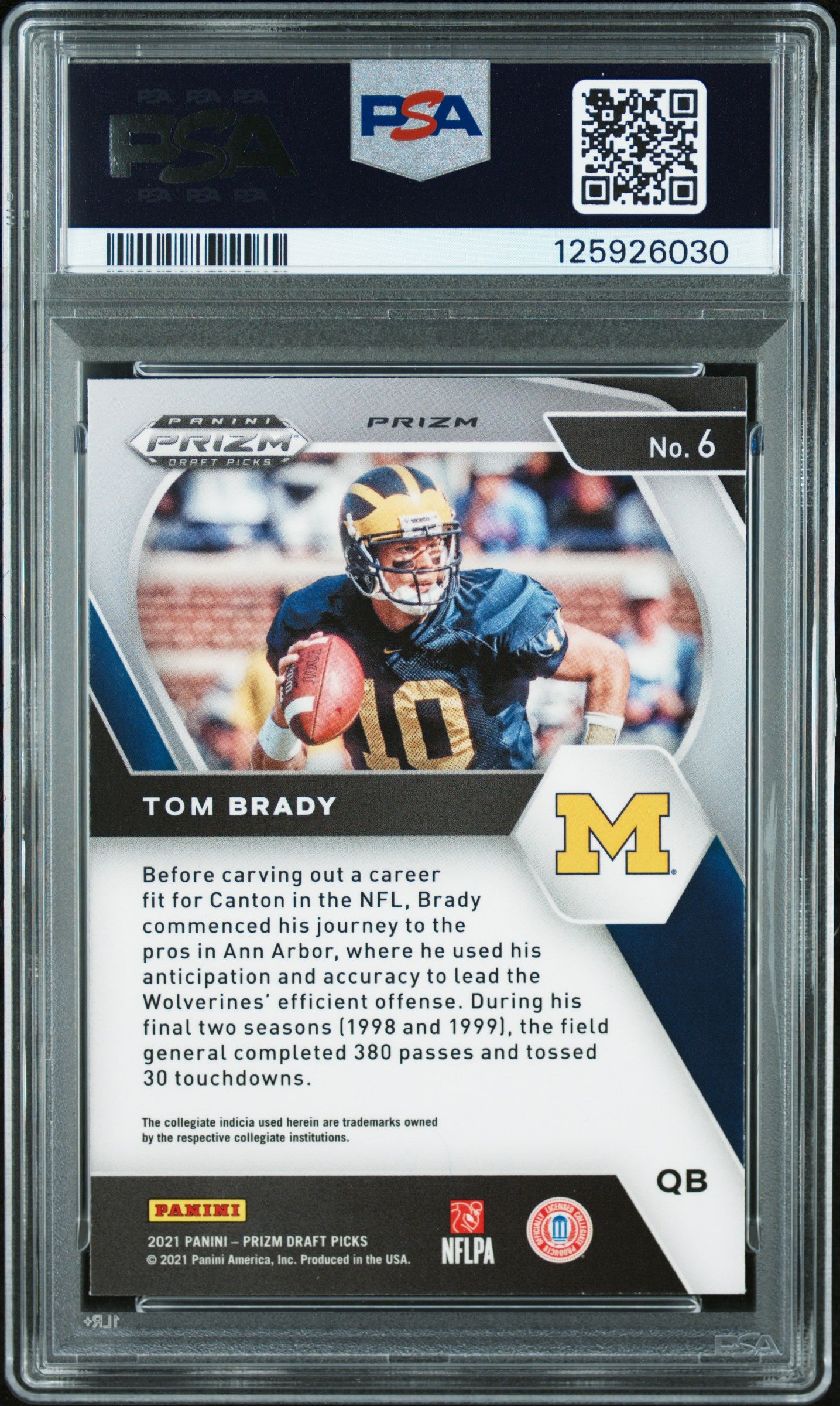 2021 Panini Prizm Draft Picks Red Ice Prizm Tom Brady #6 PSA 9