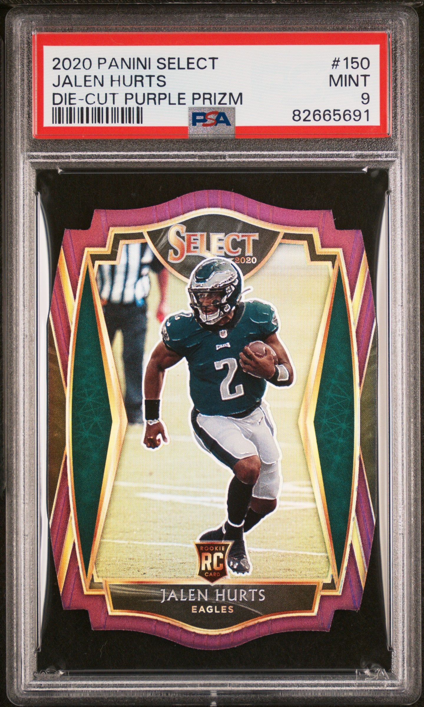 2020 Panini Select Premier Level Die Cut Purple Prizm Jalen Hurts #150 PSA 9
