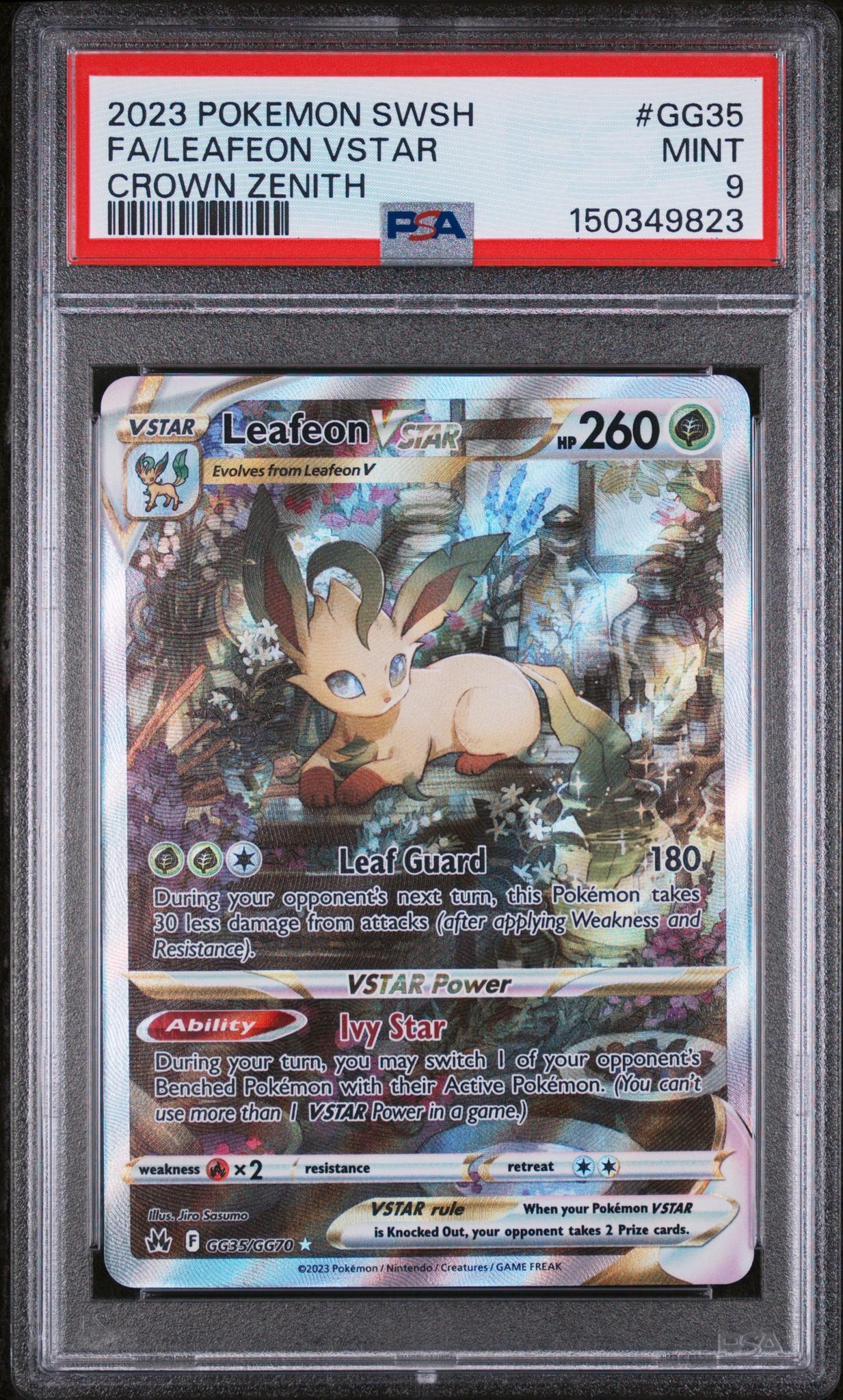 2023 Pokemon Sword and Shield Crown Zenith Galarian Gallery Leafeon Vstar #GG35 PSA 9
