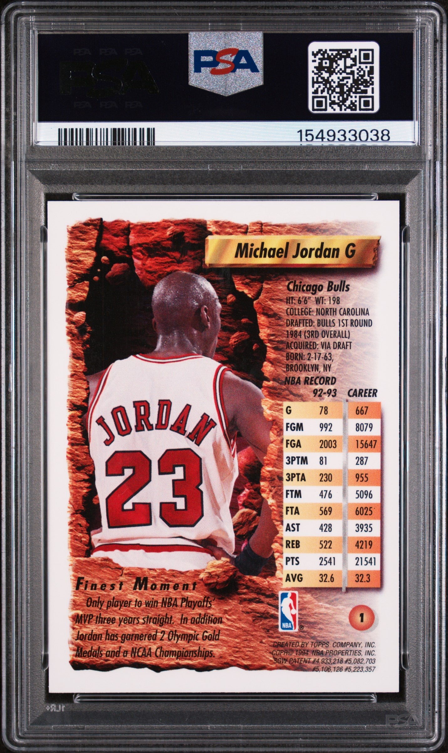 1993 Finest Michael Jordan #1 PSA 7