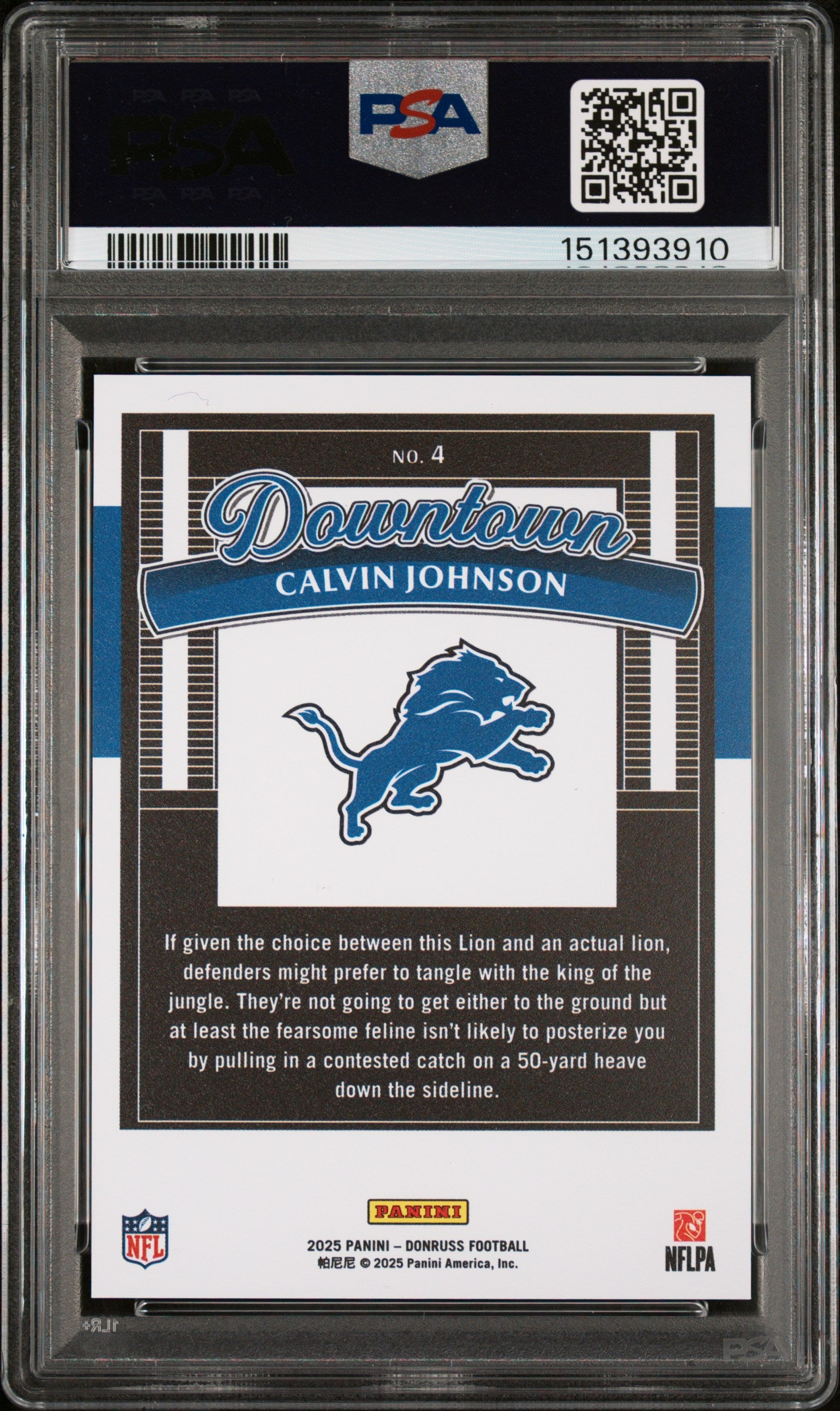 2025 Panini Donruss Downtown Calvin Johnson #4 PSA 9