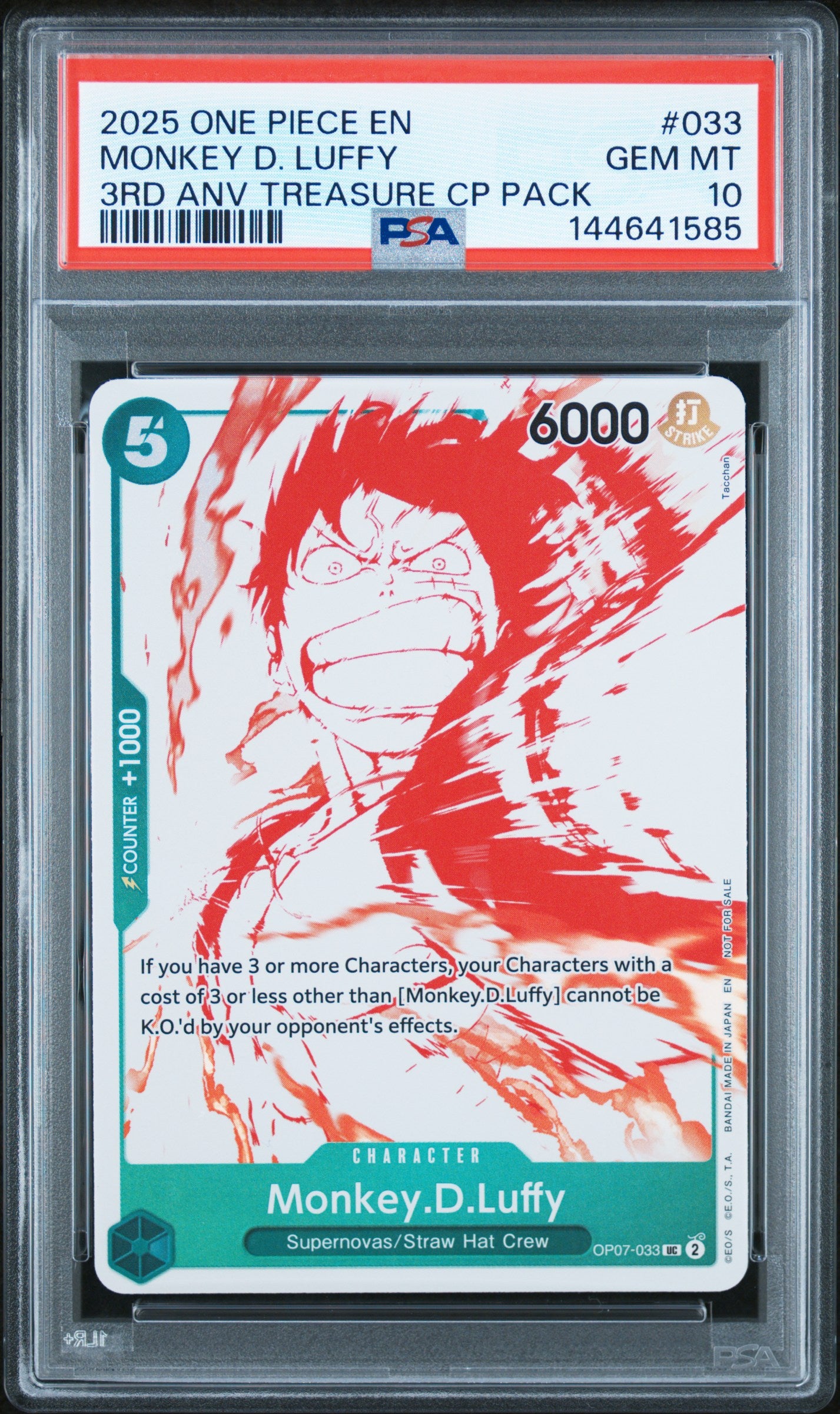 2025 Promotional Cards English 3rd Anniversary Treasure Camp. Monkey D. Luffy #OP07-033 PSA 10