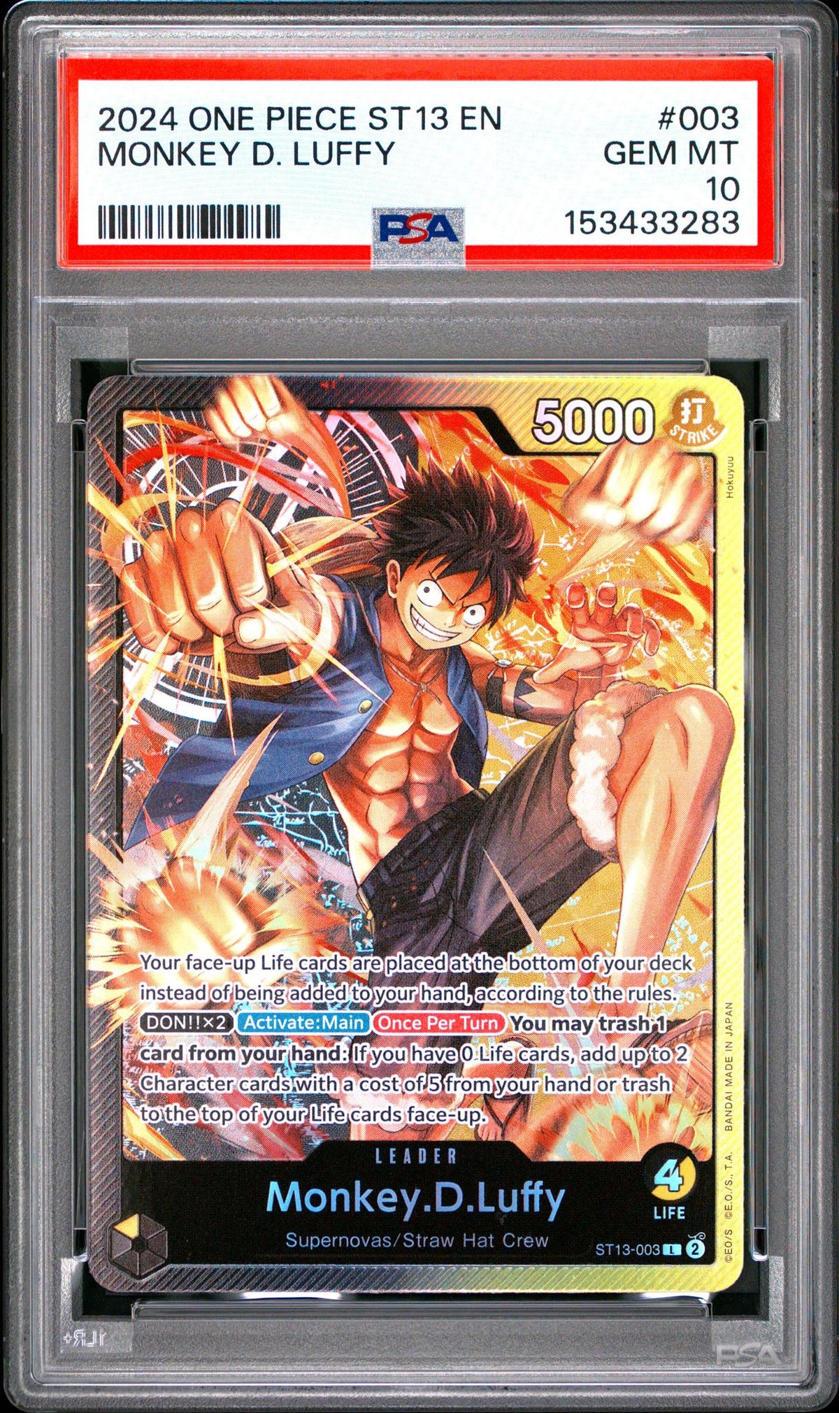 2024 One Piece Monkey D. Luffy #003 PSA 10
