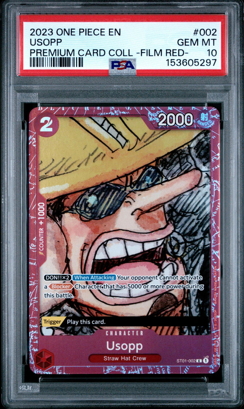 2023 One Piece Card Game Usopp #002 Premium Card Collection - Film Red PSA 10
