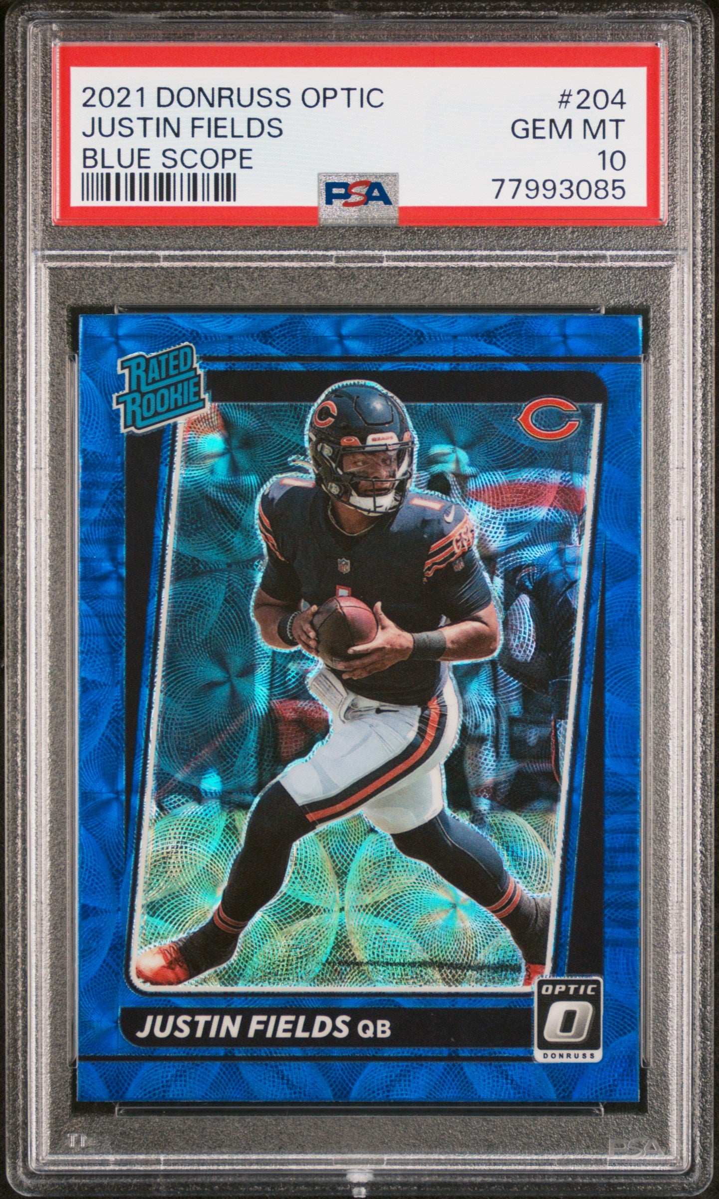 2021 Donruss Optic Rated Rookie Blue Scope Justin Fields #204 PSA 10