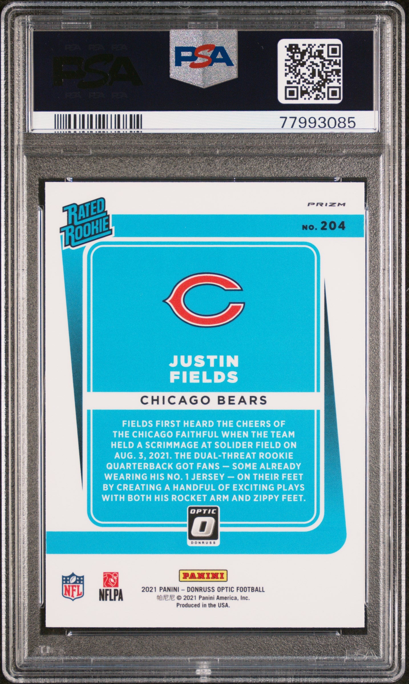 2021 Donruss Optic Rated Rookie Blue Scope Justin Fields #204 PSA 10