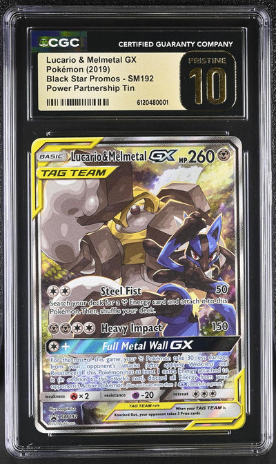 Pokémon Black Star Promos Lucario & Melmetal GX #SM192 Power Partnership Tin CGC 10