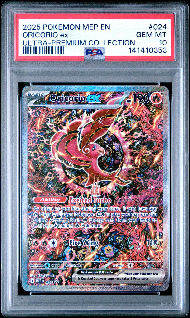 2025 Pokemon Mega Evolution Mega Charizard X Ex Black Star Promo Ultra Premium Collection Oricorio Ex #024 PSA 10