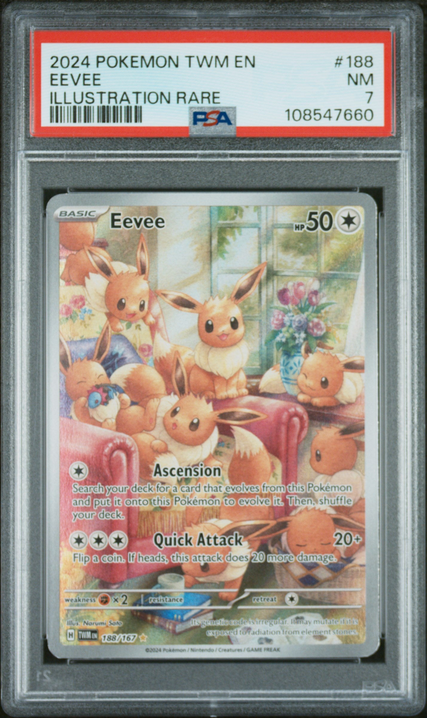 2024 Pokemon Scarlet and Violet Twilight Masquerade Illustration Rare Eevee #188 PSA 7