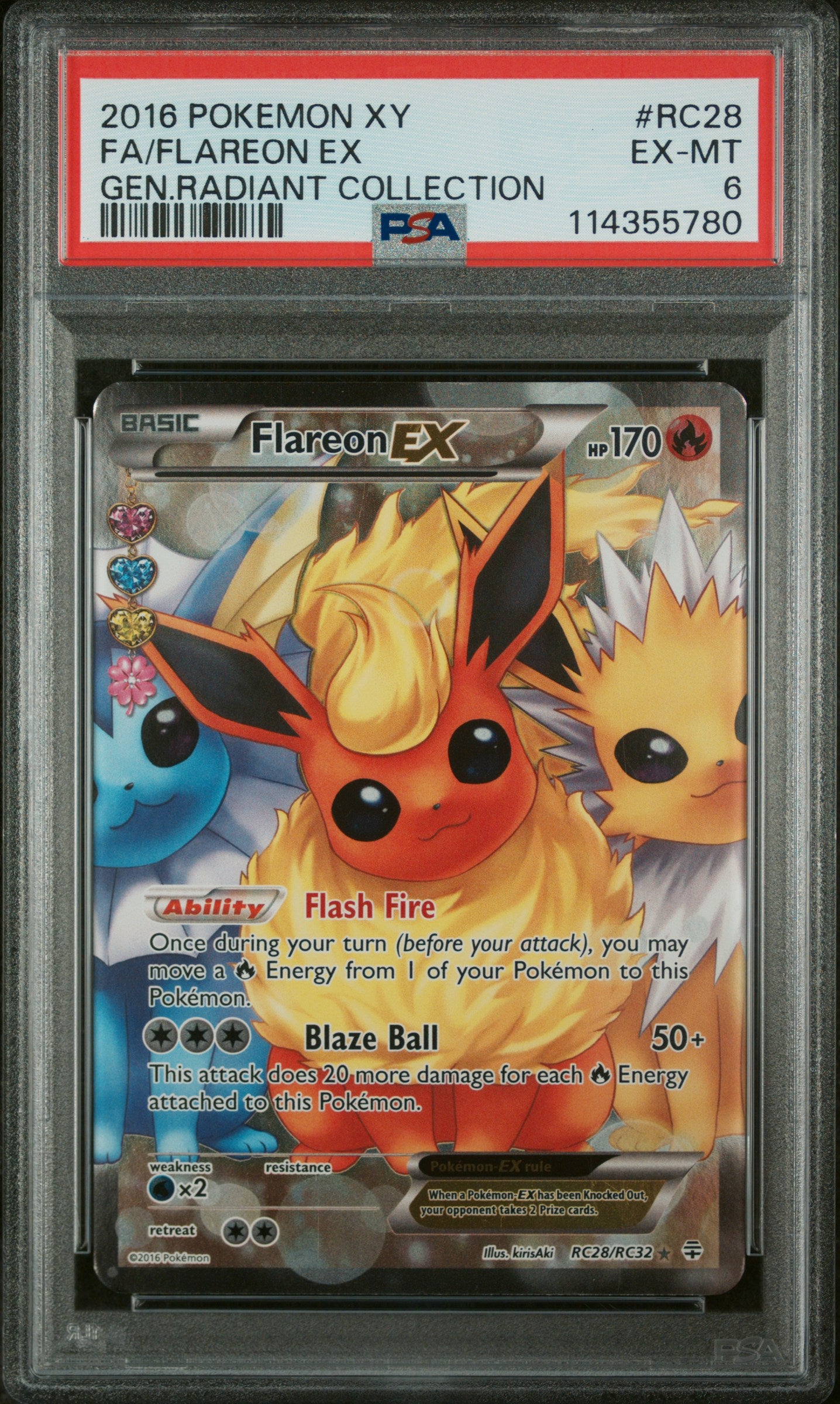 2016 Pokemon XY Generations Radiant Collection Flareon Ex #RC28 PSA 6