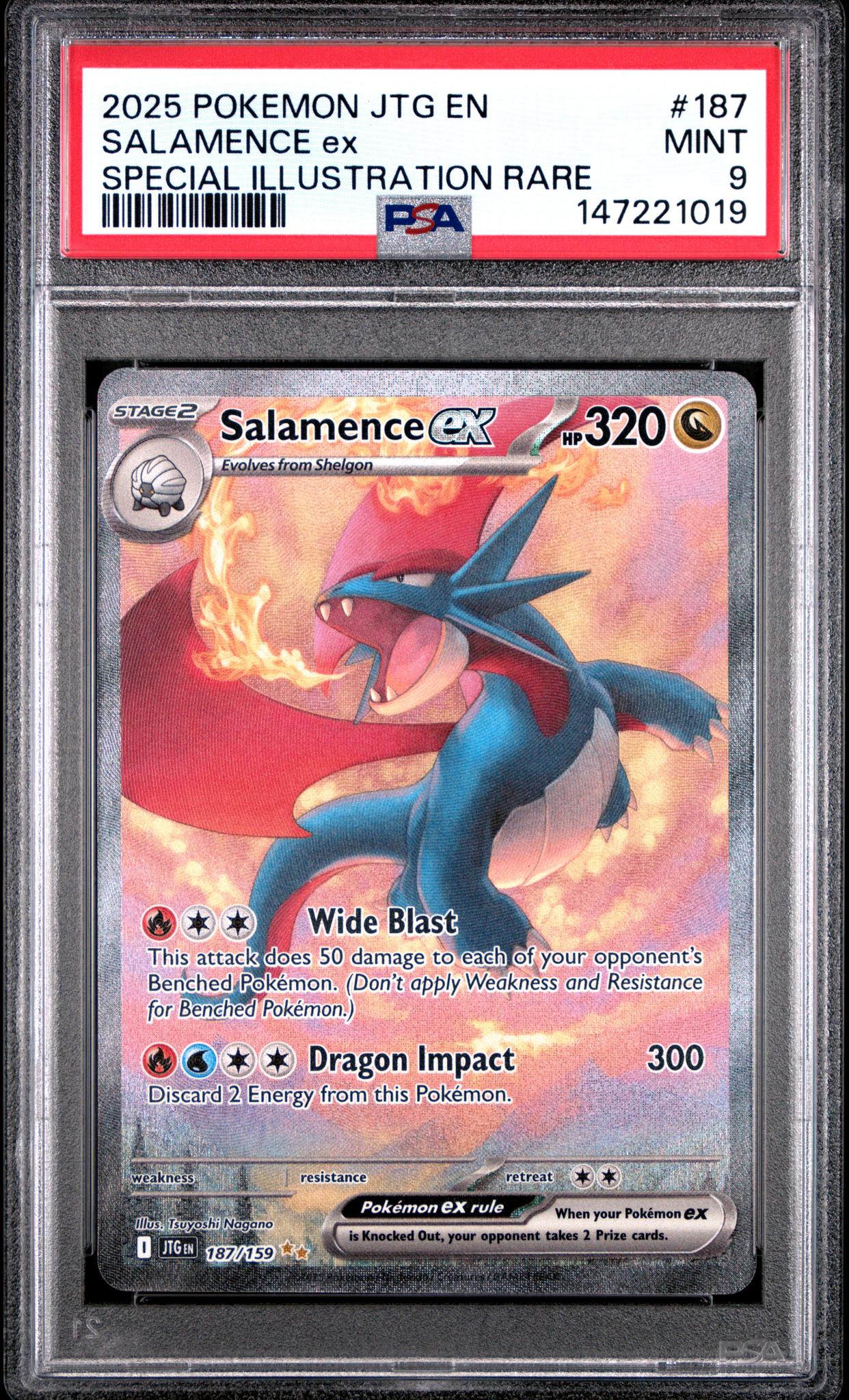 2025 Pokemon Scarlet and Violet Journey Together Special Illustration Rare Salamence Ex #187 PSA 9