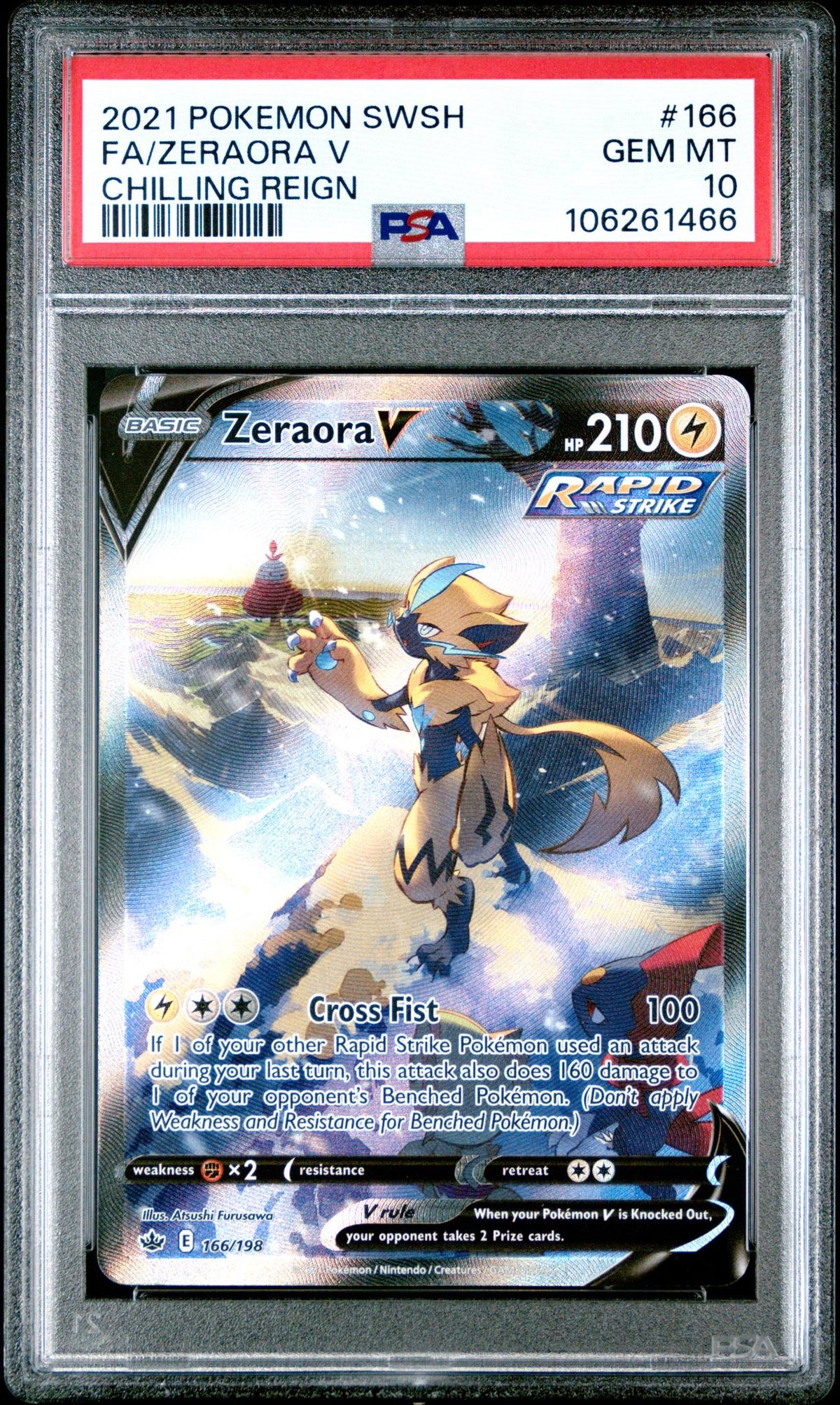 2021 Pokemon Sword and Shield Chilling Reign Zeraora V #166 PSA 10