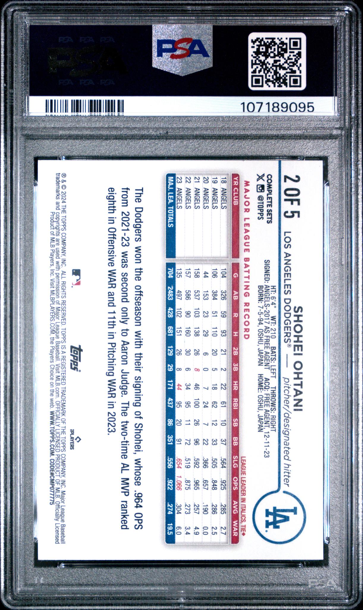 2024 Topps Complete Sets Shohei Ohtani #2 /5 PSA 9
