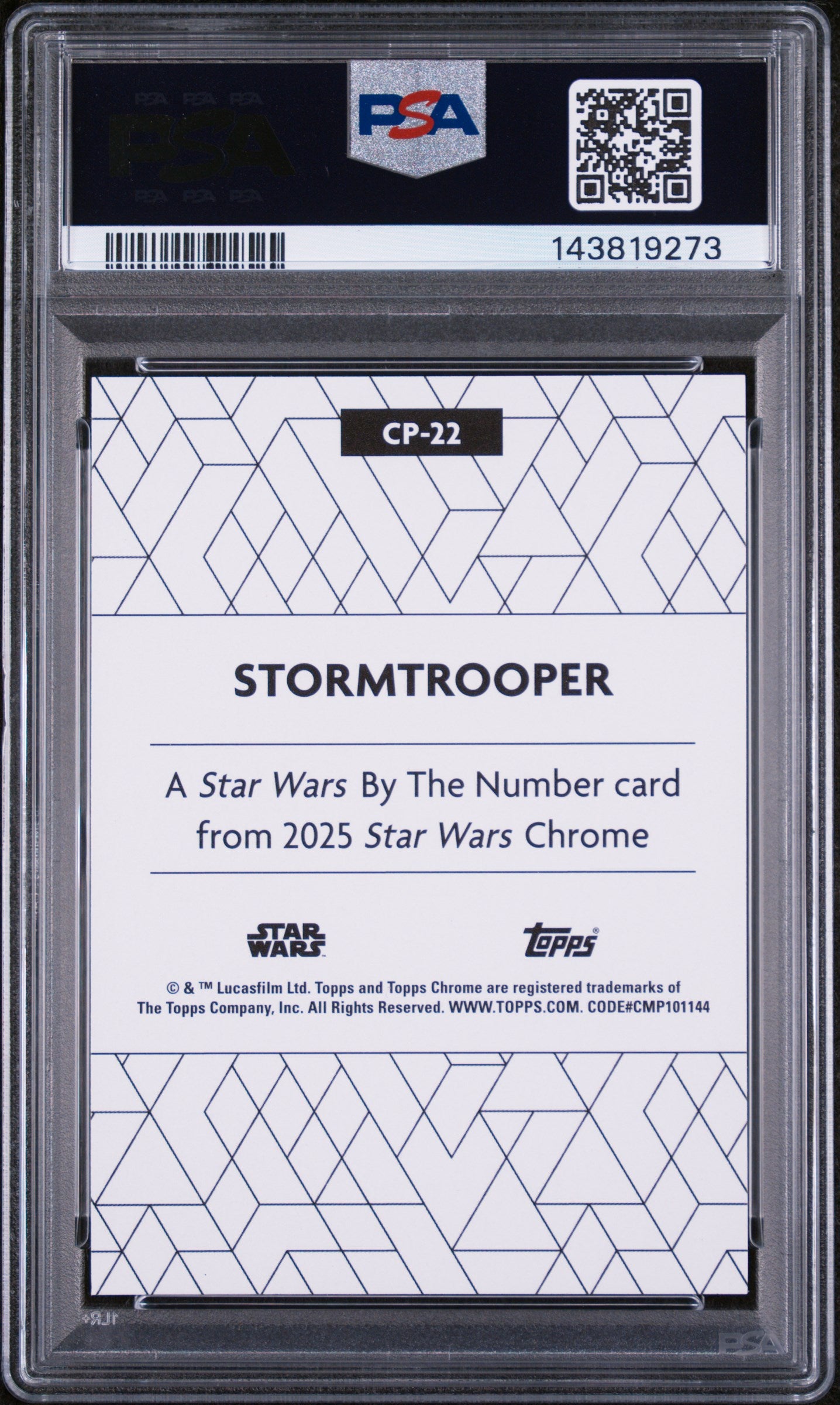 2025 Topps Chrome Star Wars Star Wars By the Number Stormtrooper #CP22 PSA 9